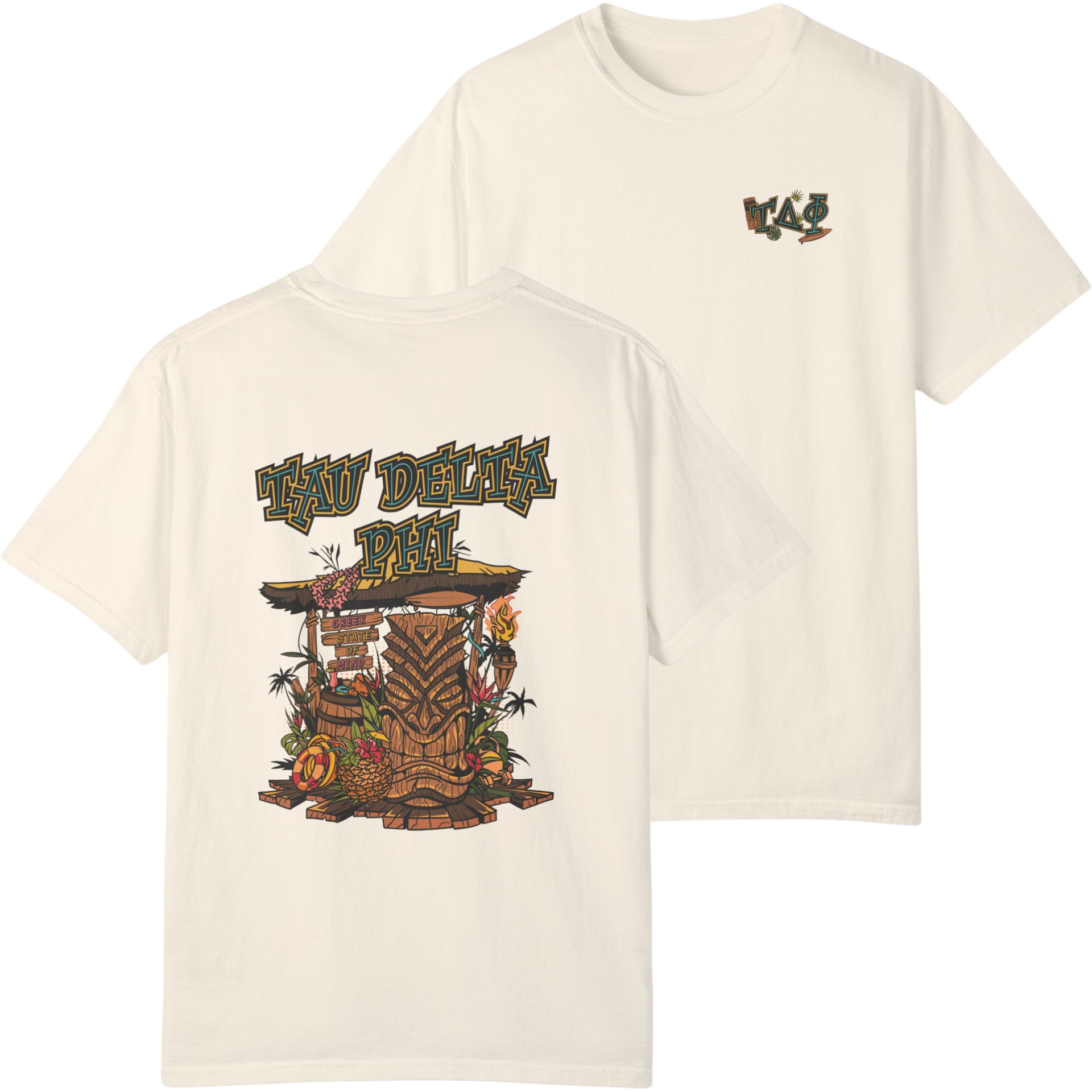 ivory Tau Delta Phi Graphic T-Shirt | Tiki Time