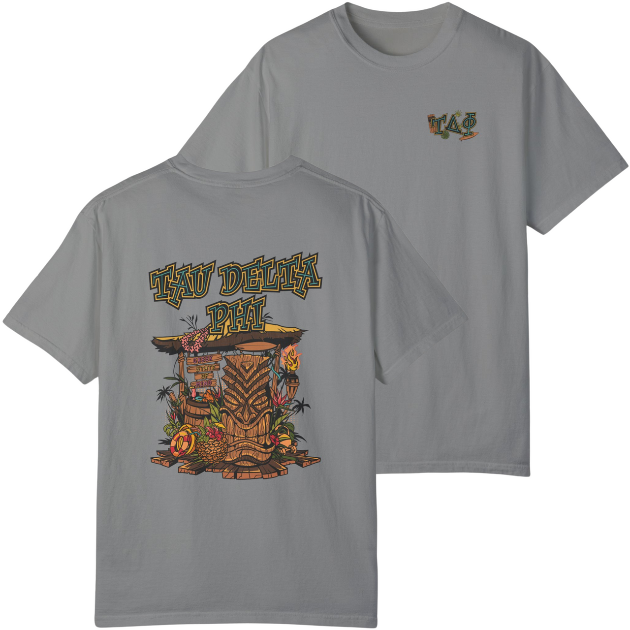 grey Tau Delta Phi Graphic T-Shirt | Tiki Time