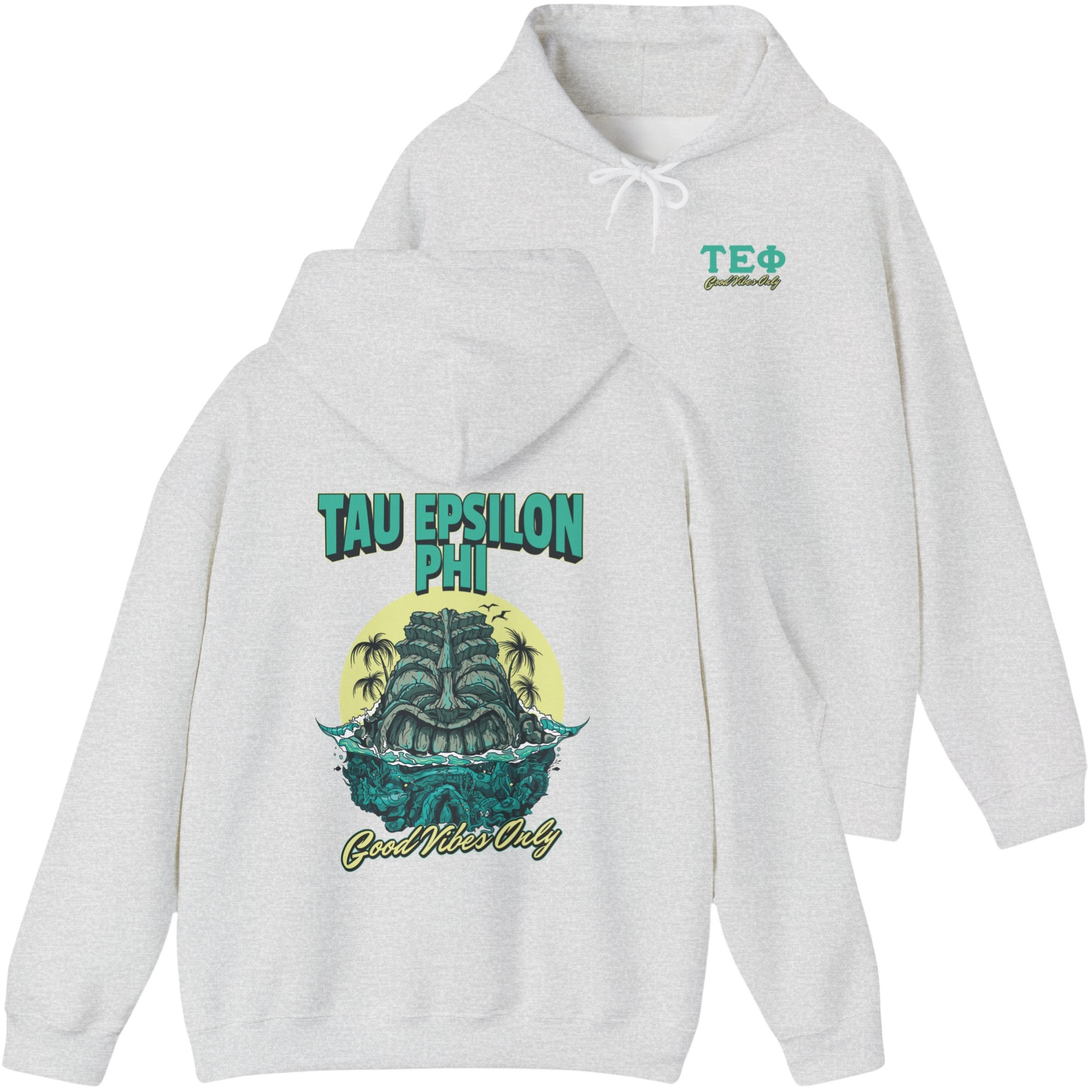 grey Tau Epsilon Phi Graphic Hoodie | Good Vibes Only