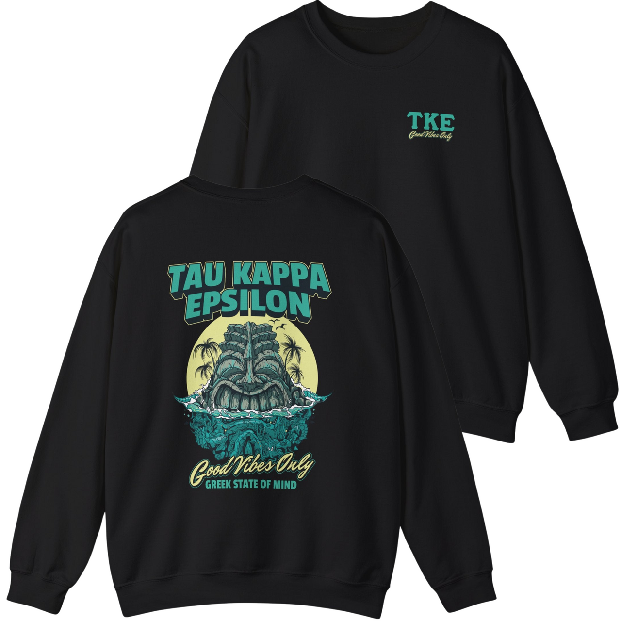 Black Tau Kappa Epsilon Graphic Crewneck Sweatshirt | Good Vibes Only