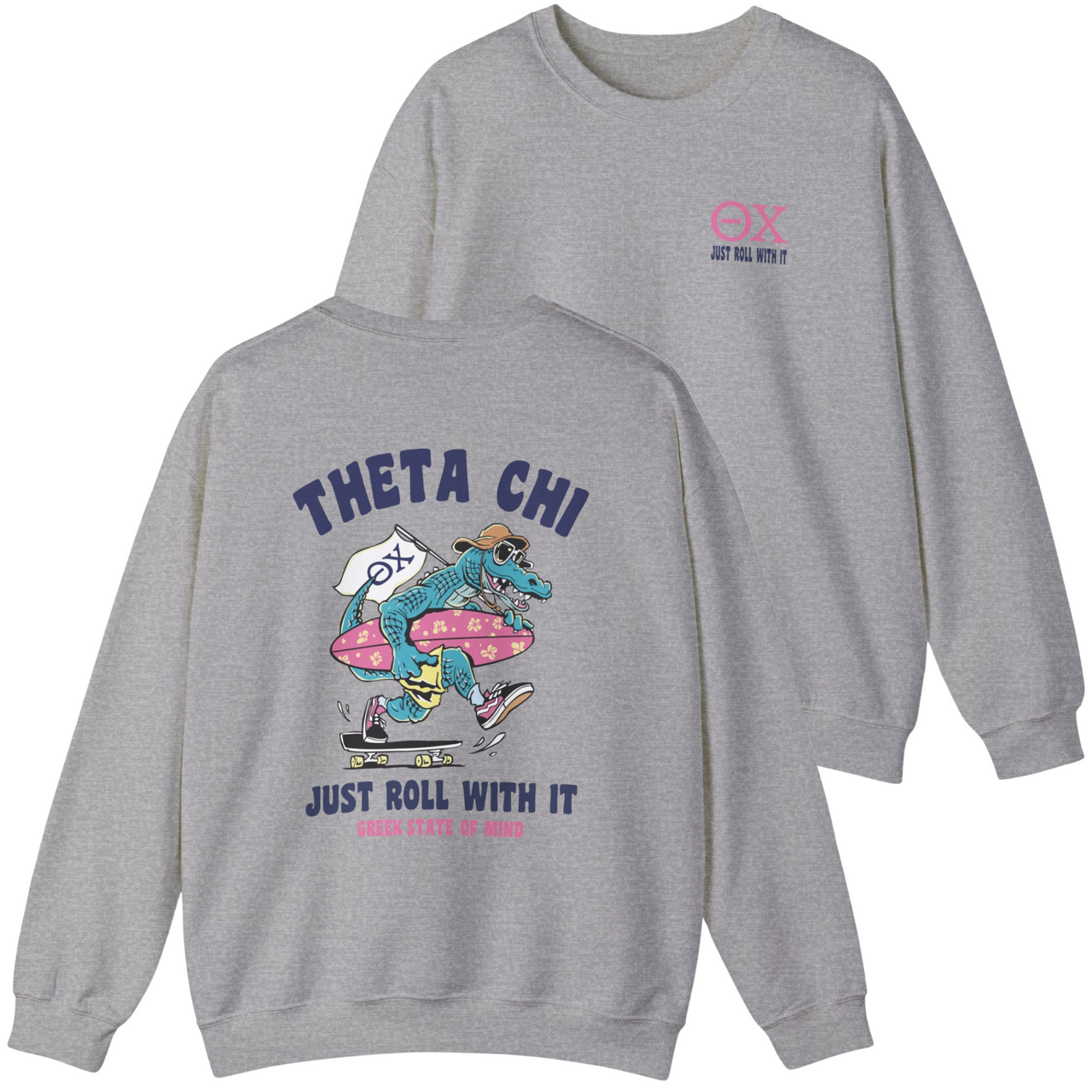 Theta Chi Graphic Crewneck Sweatshirt | Alligator Skater