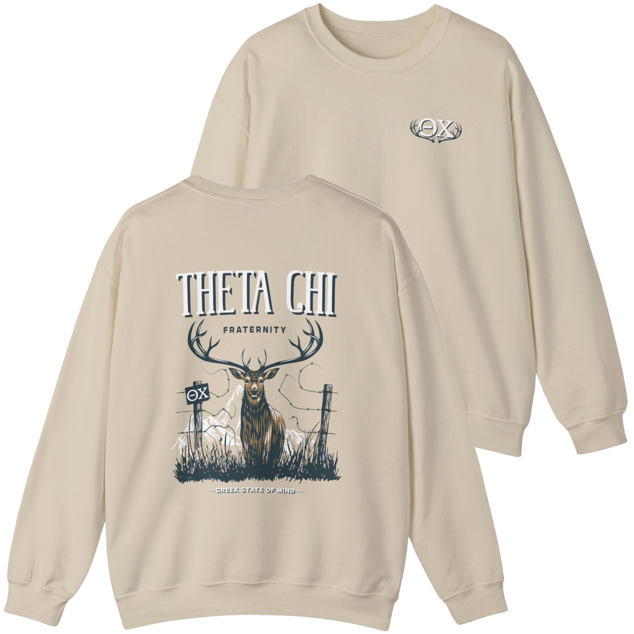 Theta Chi Graphic Crewneck Sweatshirt | Big Buck