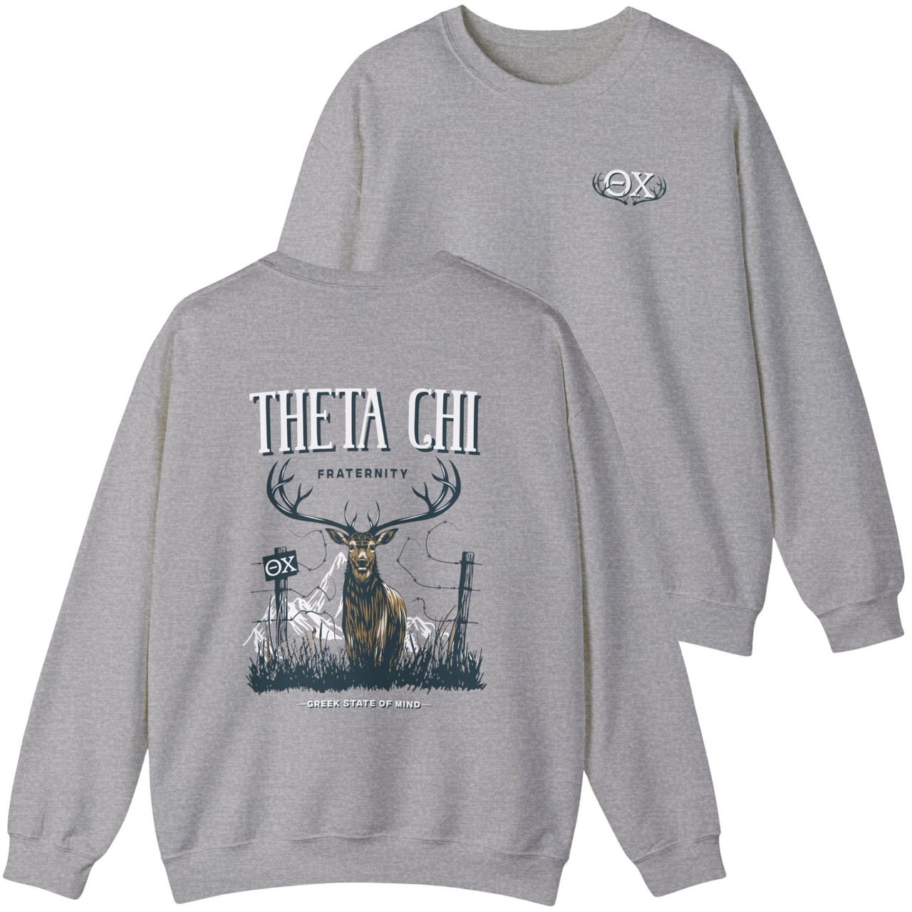 Theta Chi Graphic Crewneck Sweatshirt | Big Buck
