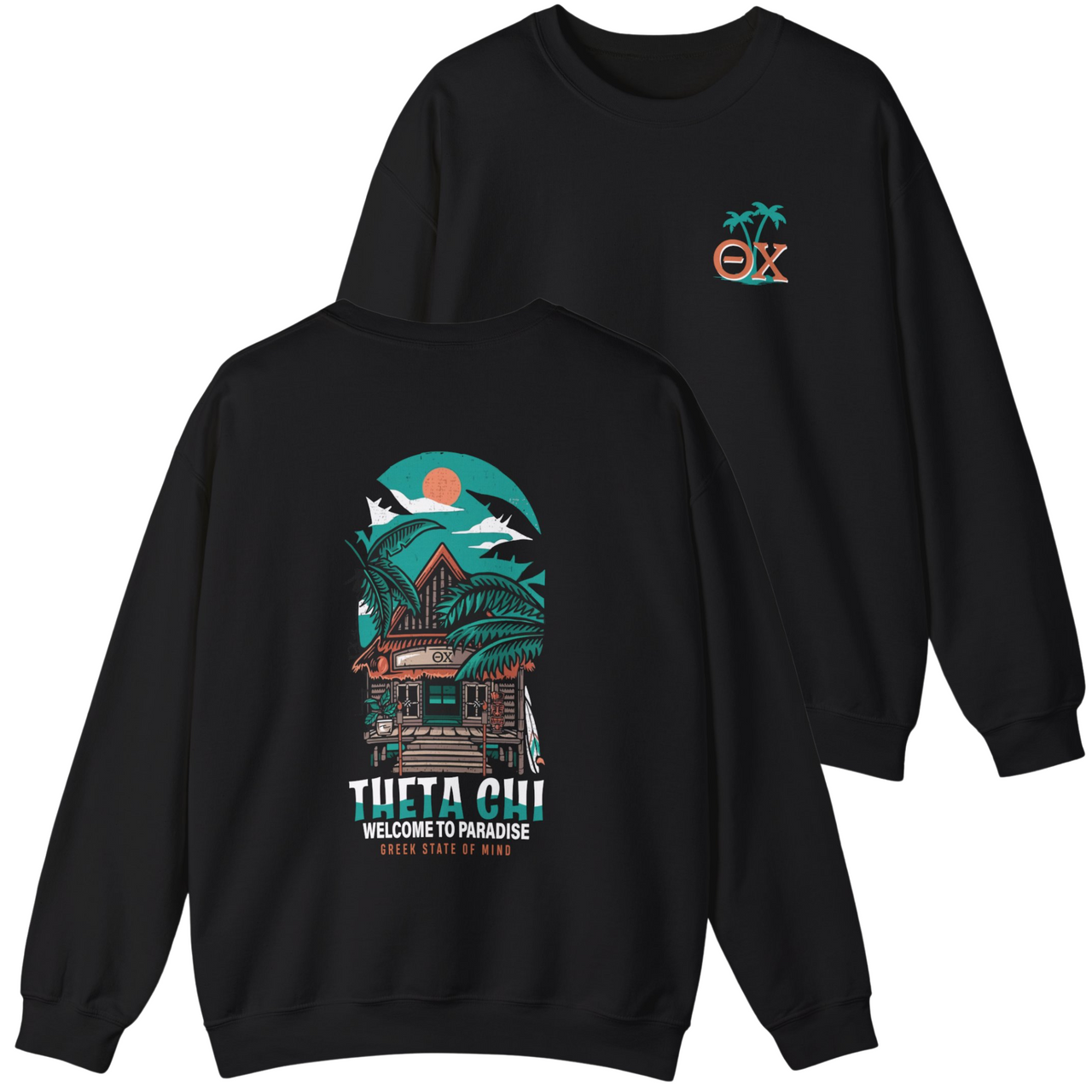 Theta Chi Graphic Crewneck Sweatshirt | Welcome to Paradise
