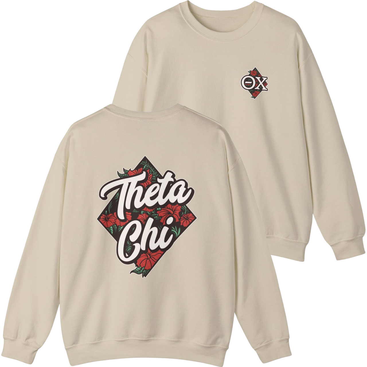 Ivory Theta Chi Graphic Crewneck Sweatshirt | Aloha