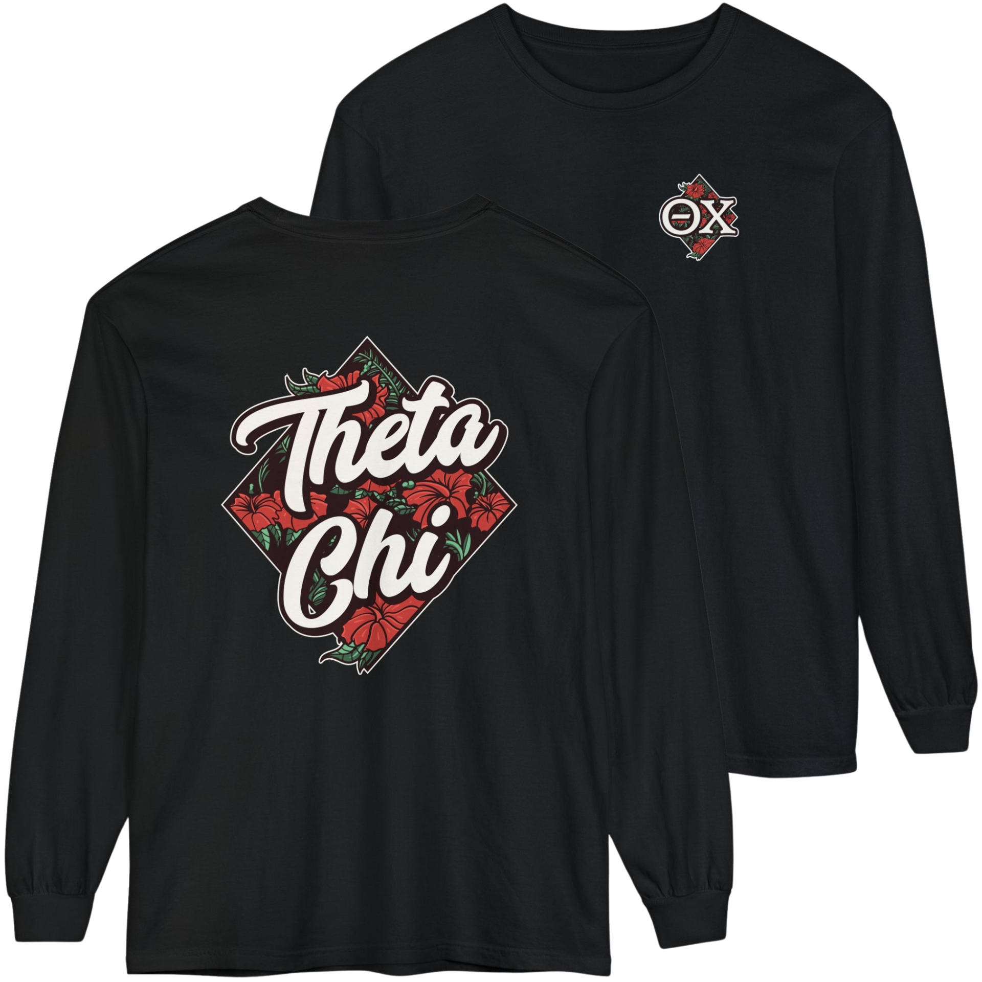 Black Theta Chi Graphic Long Sleeve | Aloha