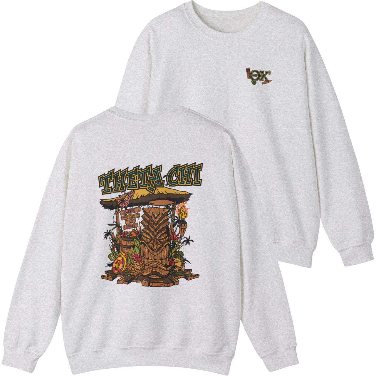 grey Theta Chi Graphic Crewneck Sweatshirt | Tiki Time