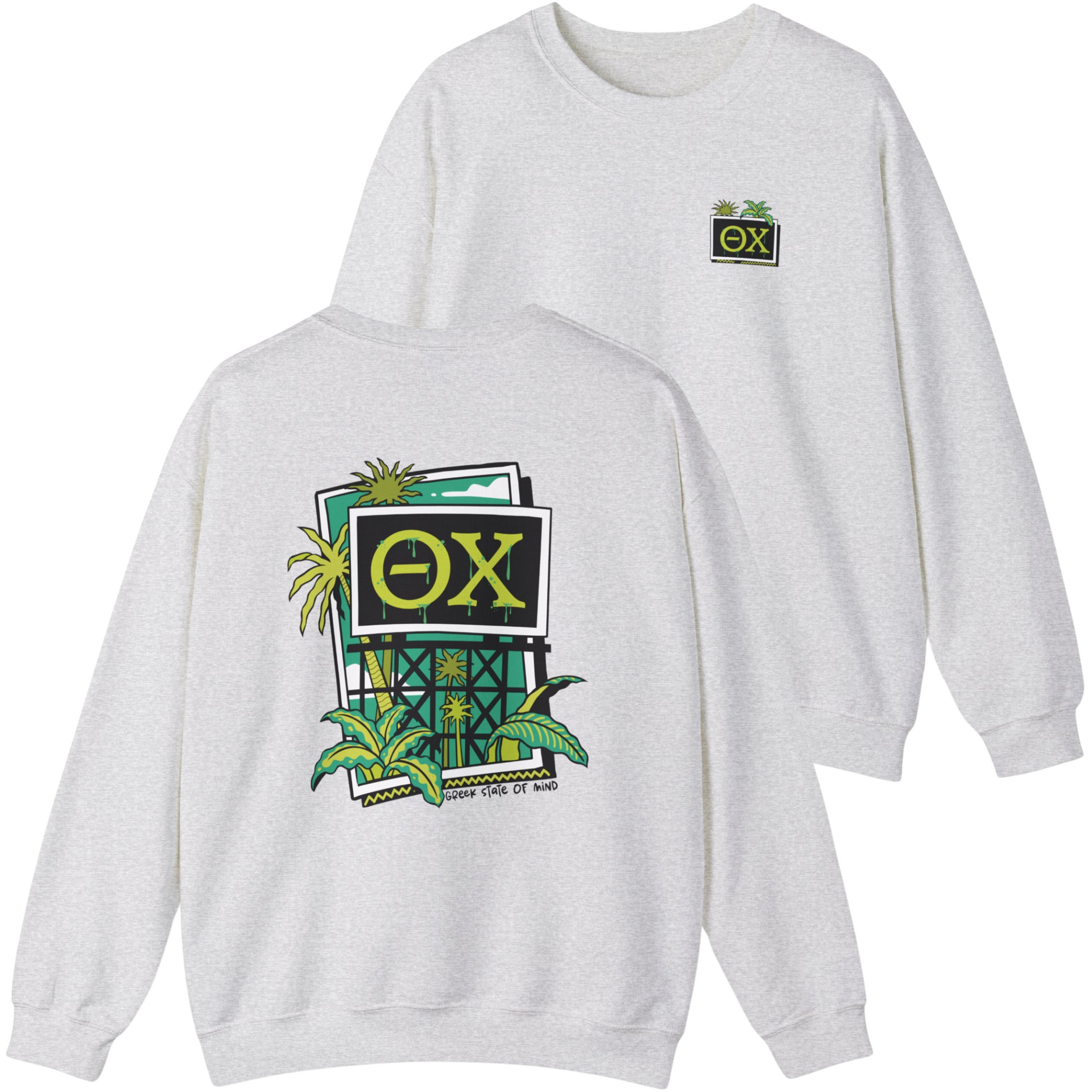 Gray Theta Chi Graphic Crewneck Sweatshirt Design