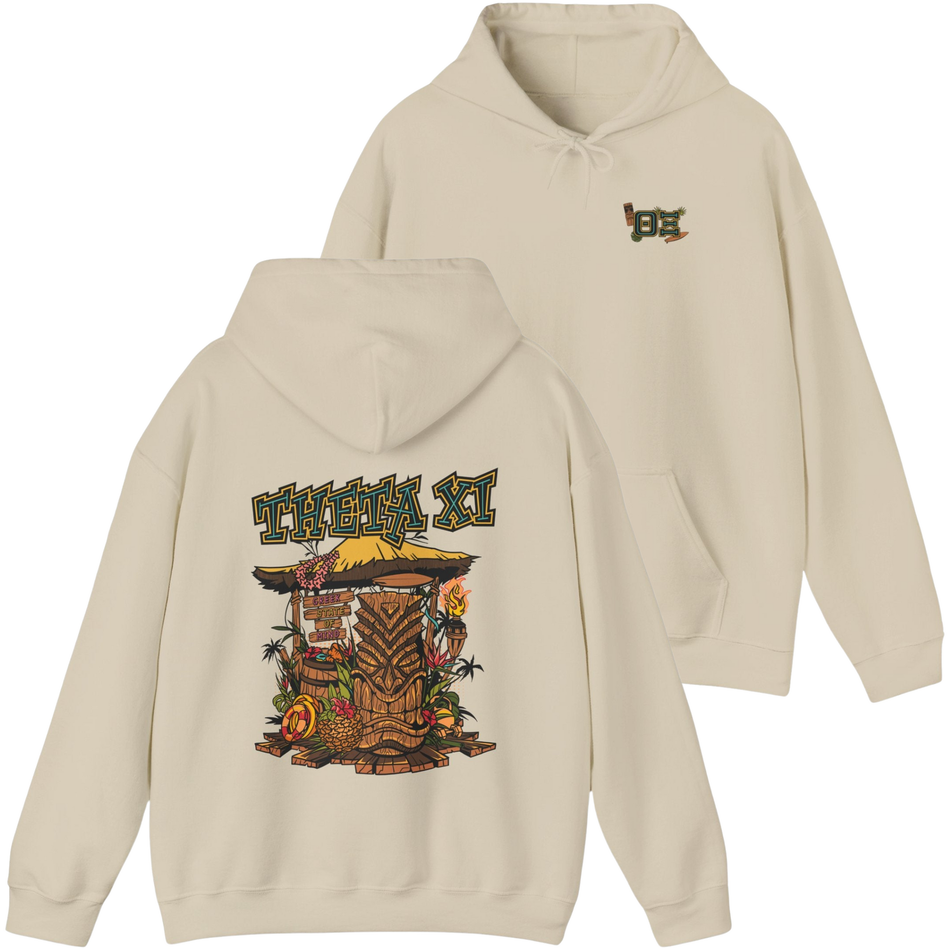 ivory Theta Xi Graphic Hoodie | Tiki Time