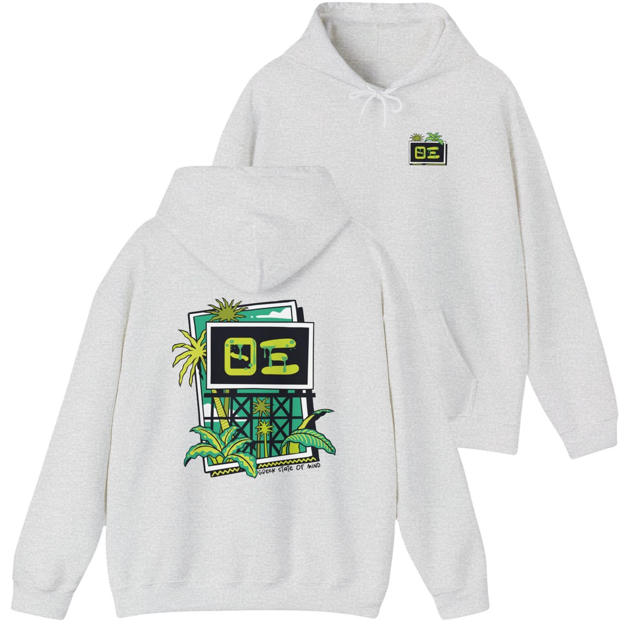 Grey Theta Xi Graphic Hoodie | Tropical Billboard