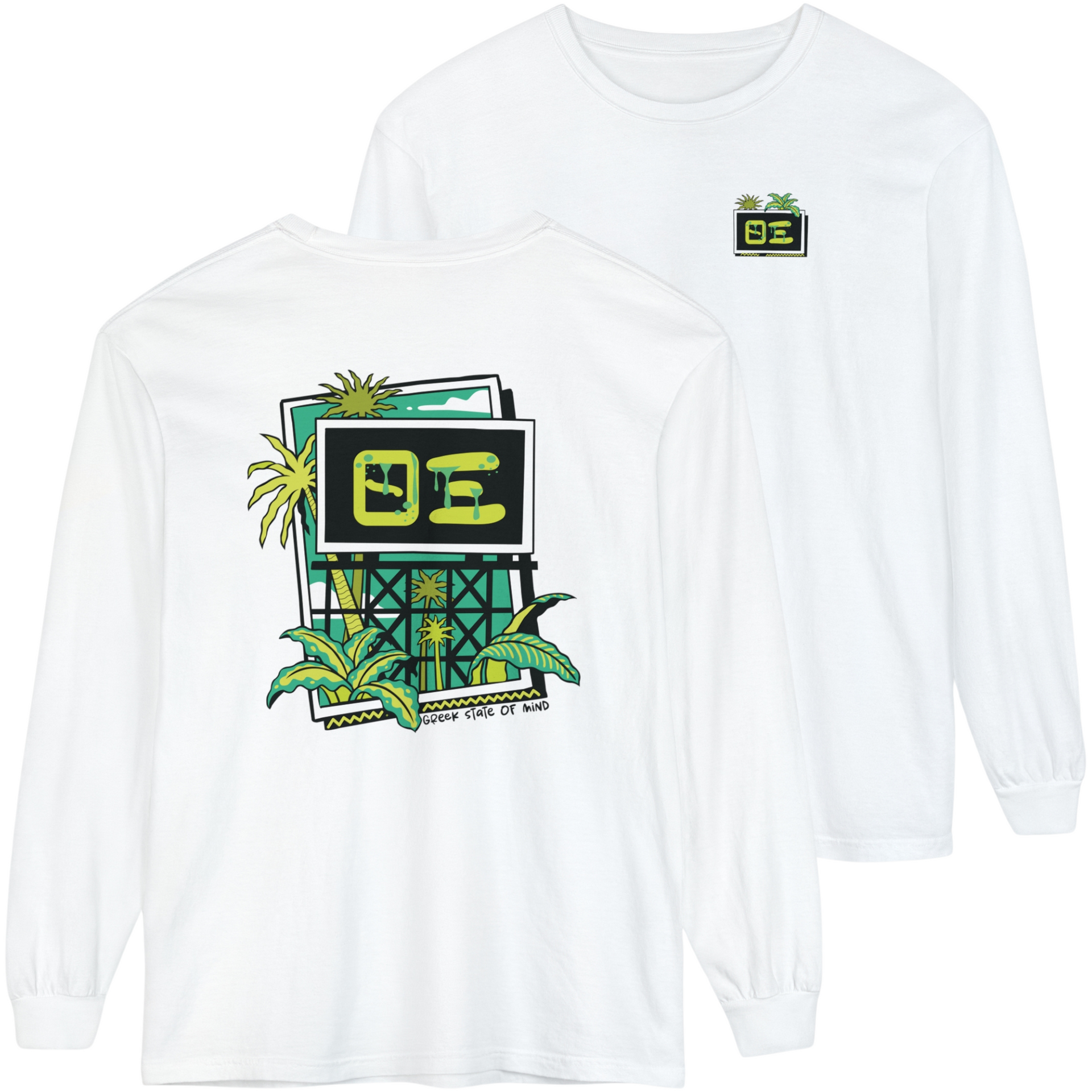White Theta Xi Graphic Long Sleeve | Tropical Billboard