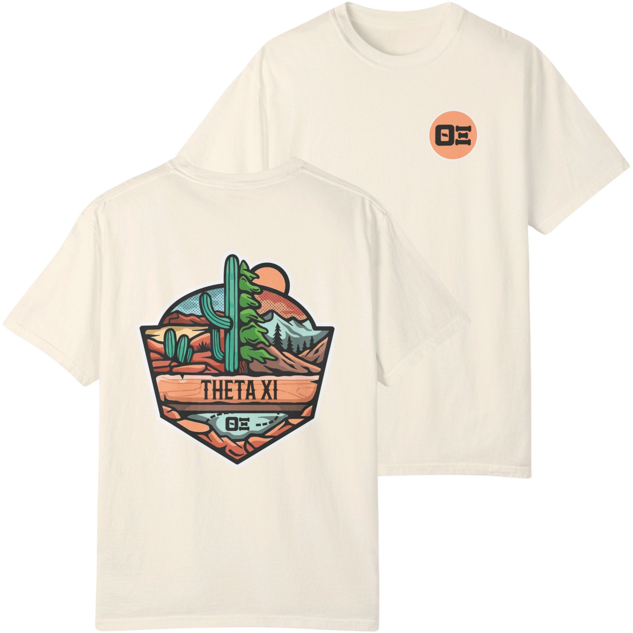 ivory Theta Xi Graphic T-Shirt | Desert Mountains