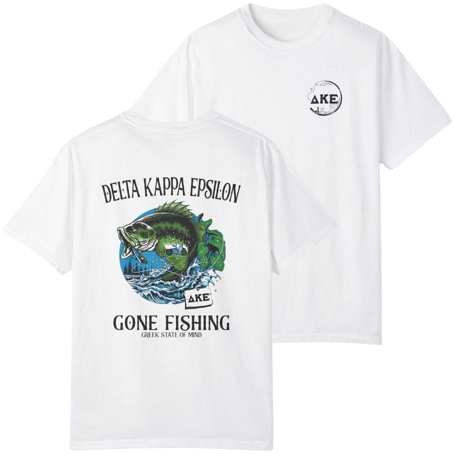 white Delta Kappa Epsilon Graphic T-Shirt | Gone Fishing