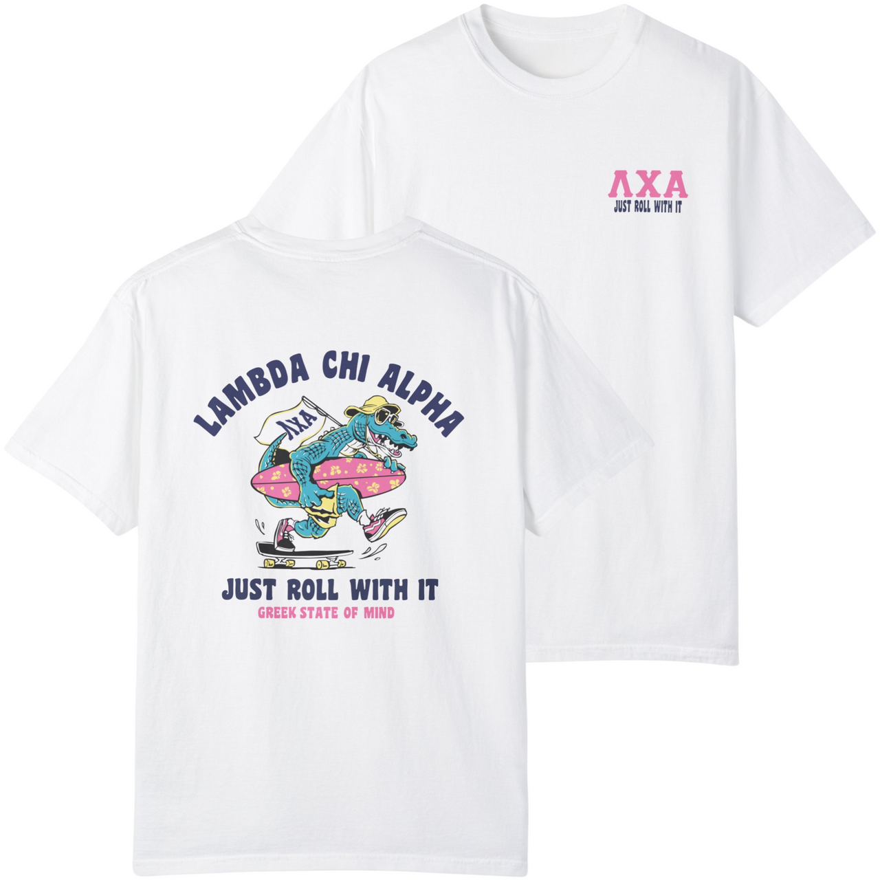 White Lambda Chi Alpha Graphic T-Shirt | Alligator Skater