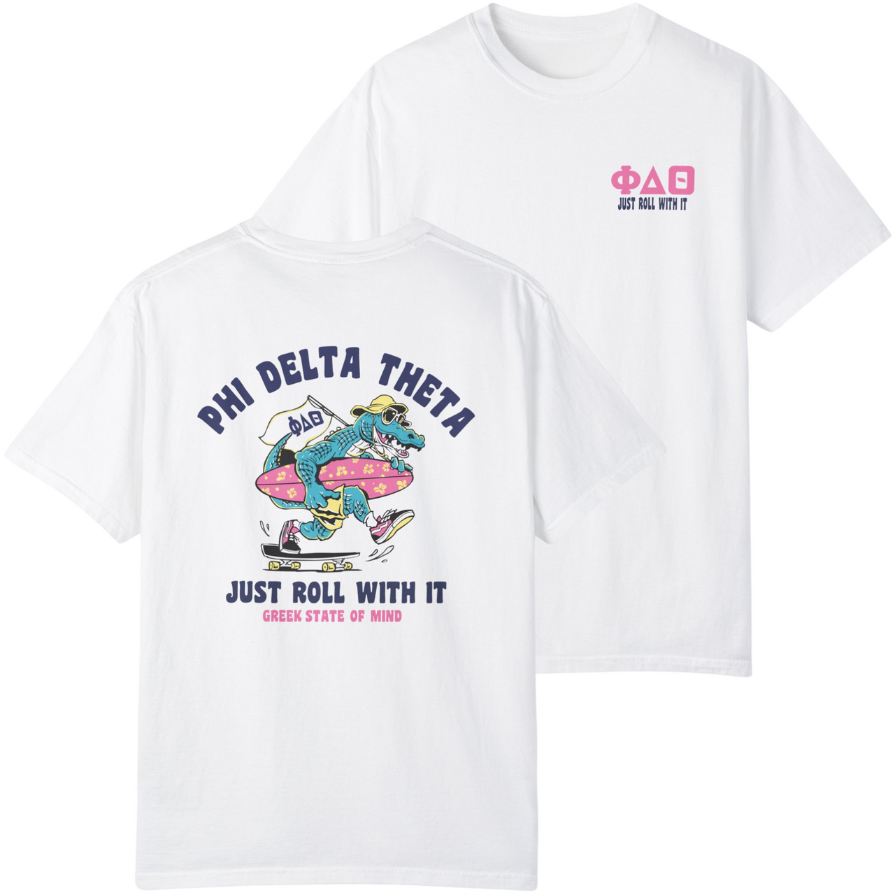 White Phi Delta Theta Graphic T-Shirt | Alligator Skater