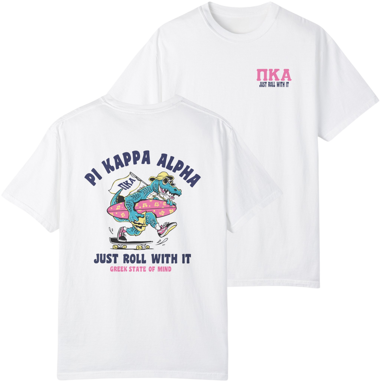 White Pi Kappa Alpha Graphic T-Shirt | Alligator Skater