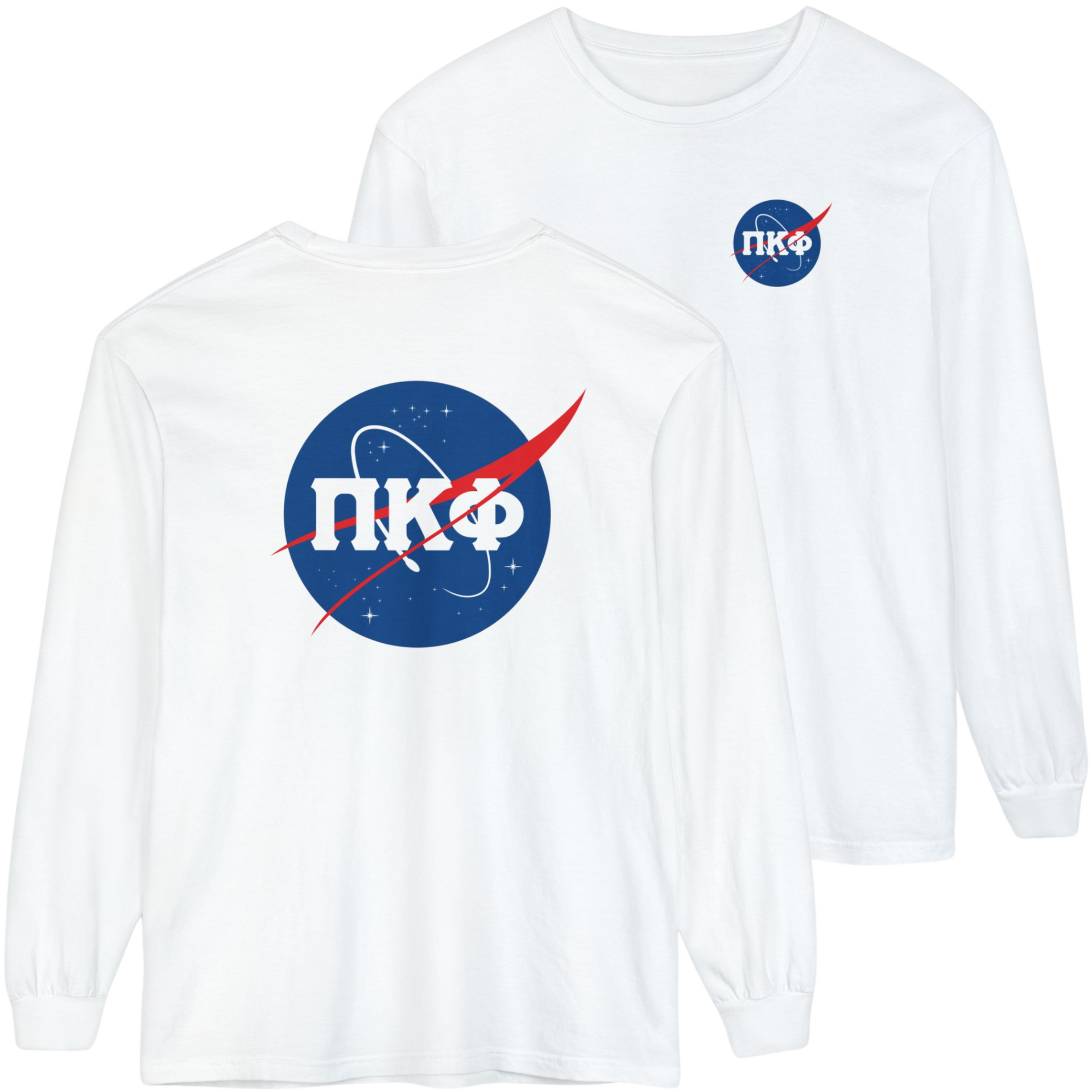 White Pi Kappa Phi Graphic Long Sleeve | Nasa 2.0