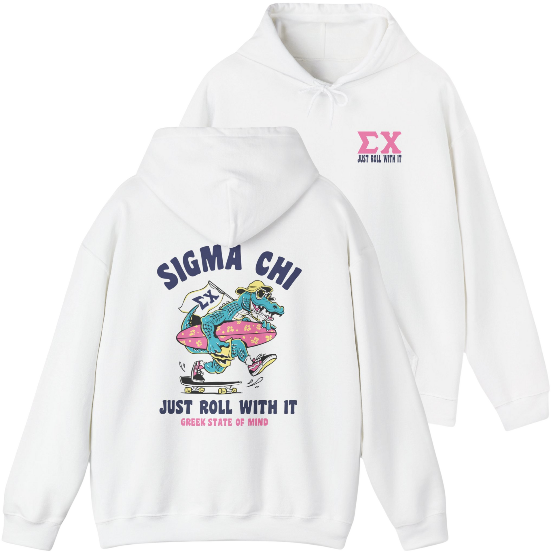White Sigma Chi Graphic Hoodie | Alligator Skater
