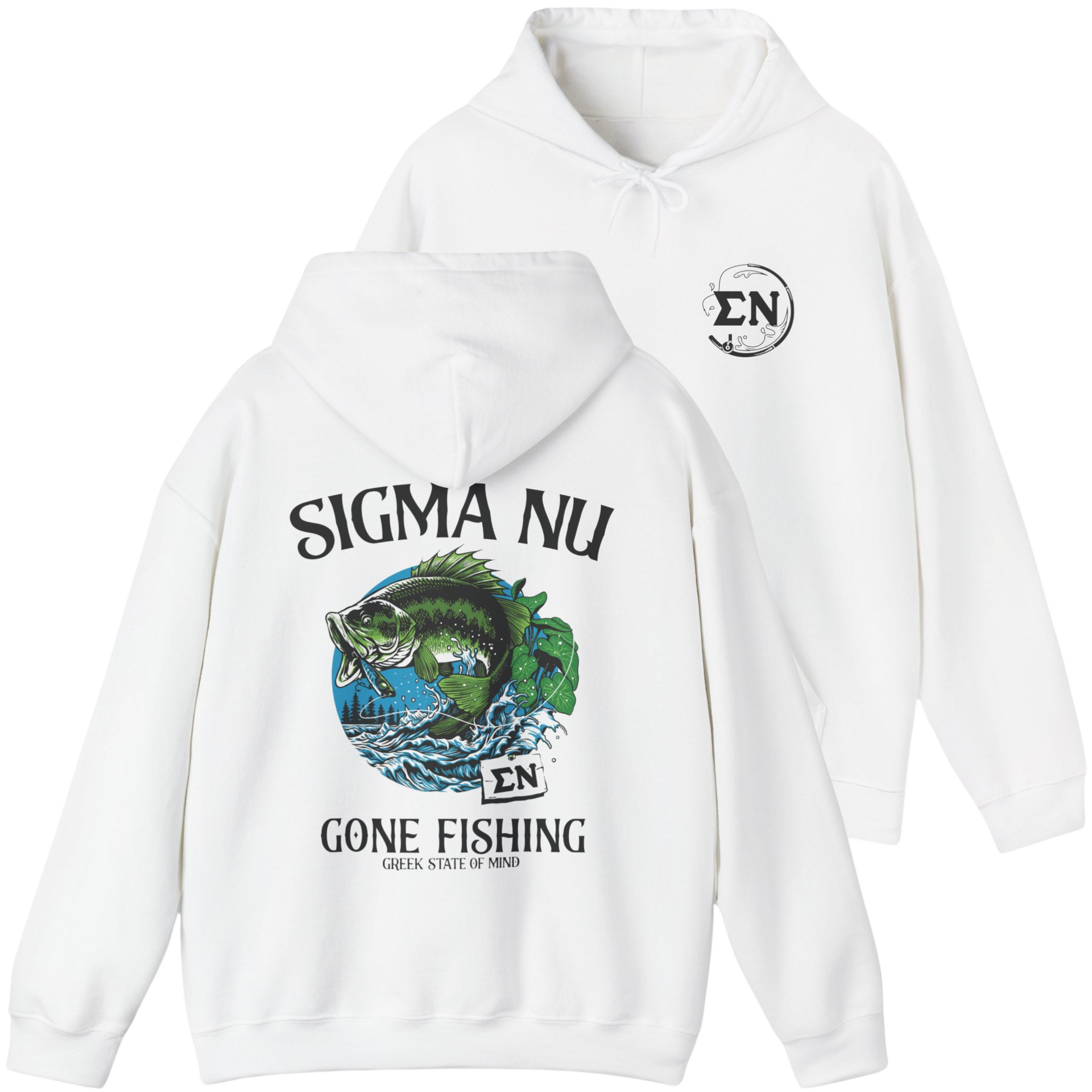 White Sigma Nu Graphic Hoodie | Gone Fishing