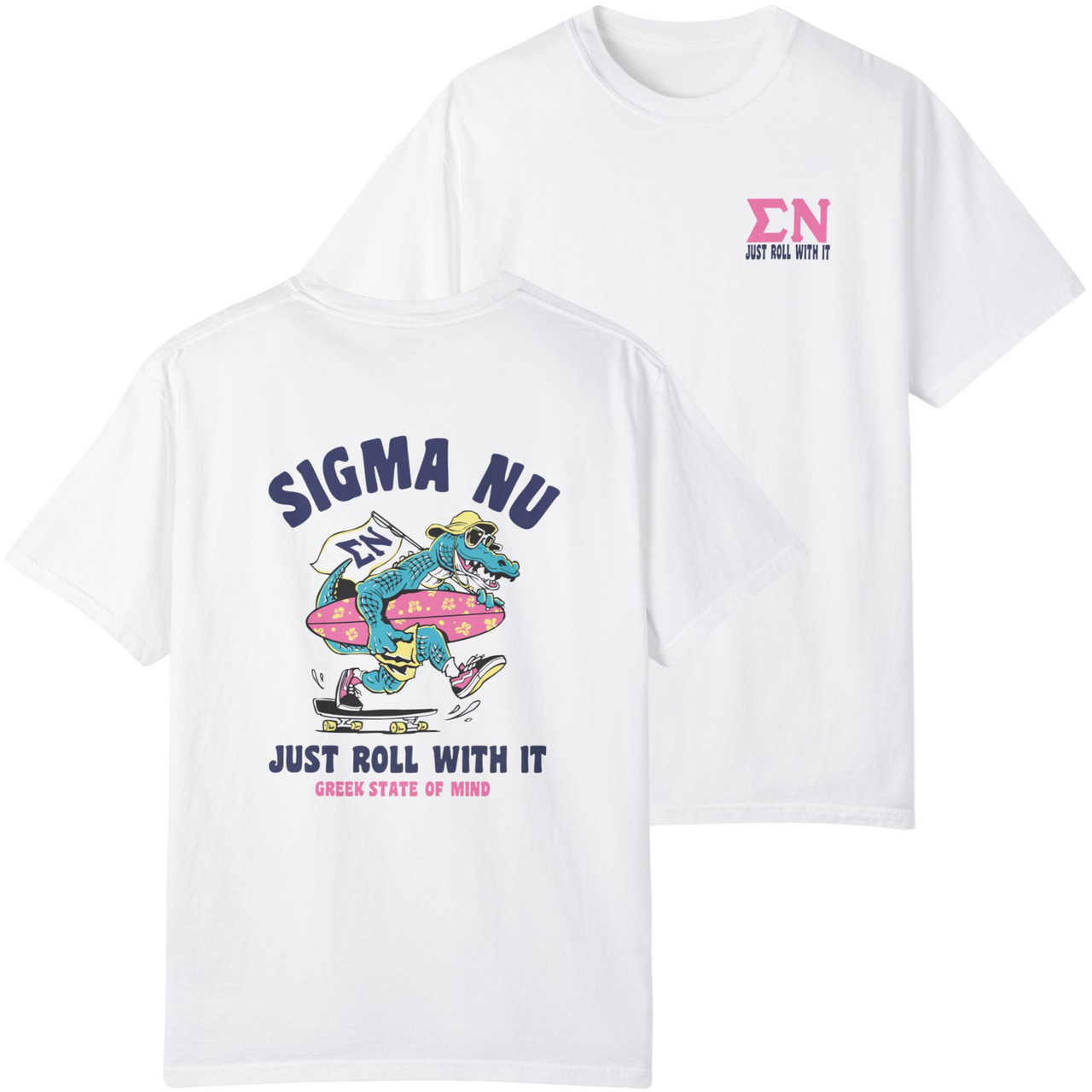 White Sigma Nu Graphic T-Shirt | Alligator Skater