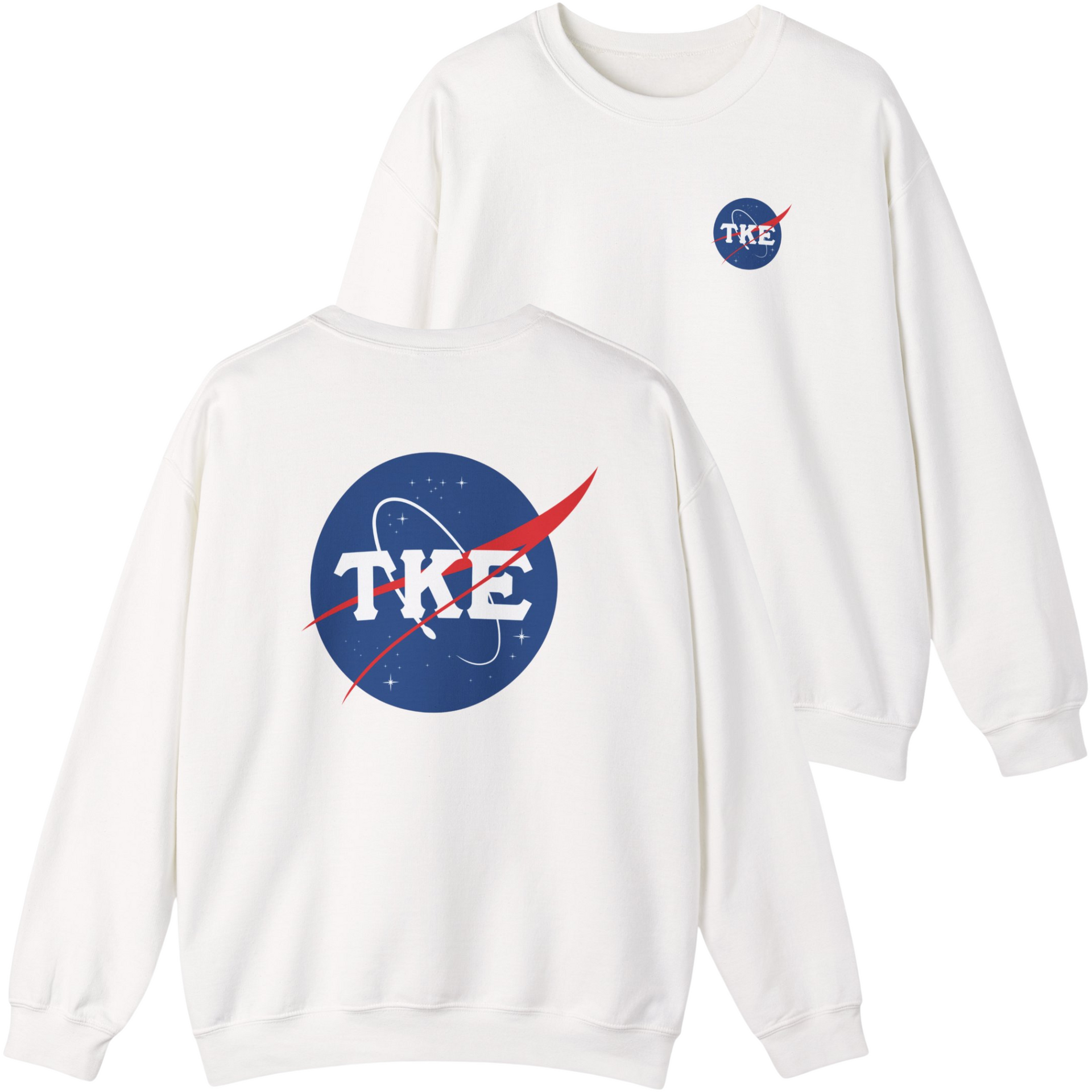 White Tau Kappa Epsilon Graphic Crewneck Sweatshirt | Nasa 2.0