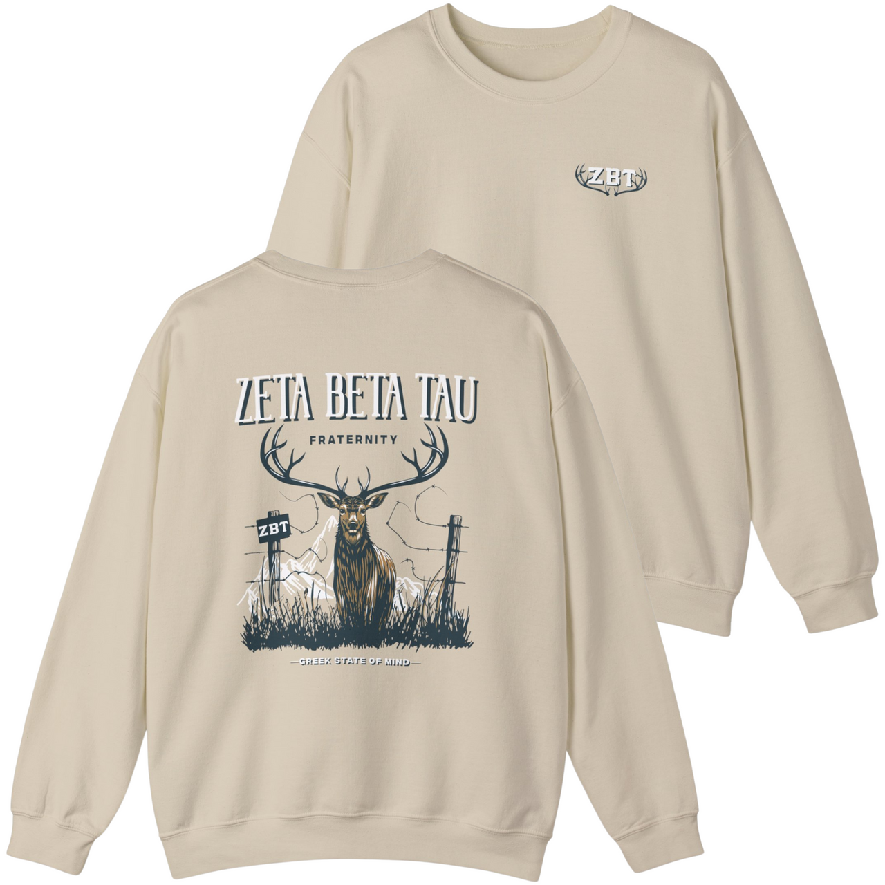 Zeta Beta Tau Graphic Crewneck Sweatshirt | Big Buck