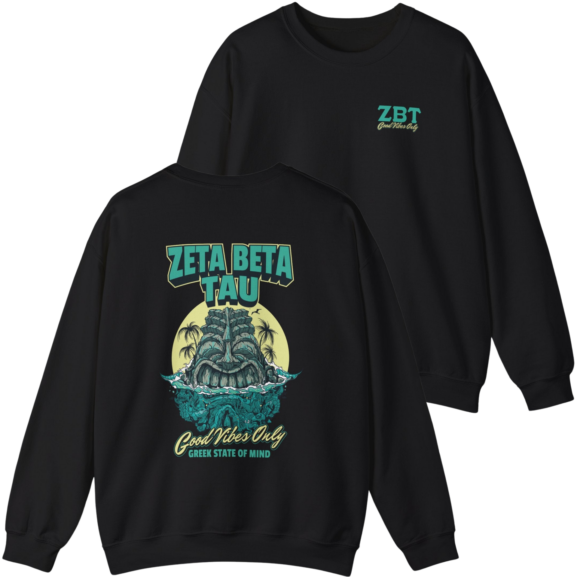 black Zeta Beta Tau Graphic Crewneck Sweatshirt | Good Vibes Only