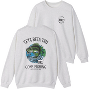 grey Zeta Beta Tau Graphic Crewneck Sweatshirt | Gone Fishing