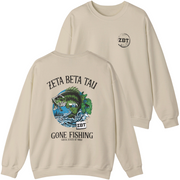 ivory Zeta Beta Tau Graphic Crewneck Sweatshirt | Gone Fishing