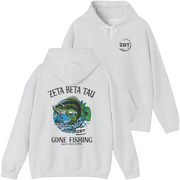 grey Zeta Beta Tau Graphic Hoodie | Gone Fishing