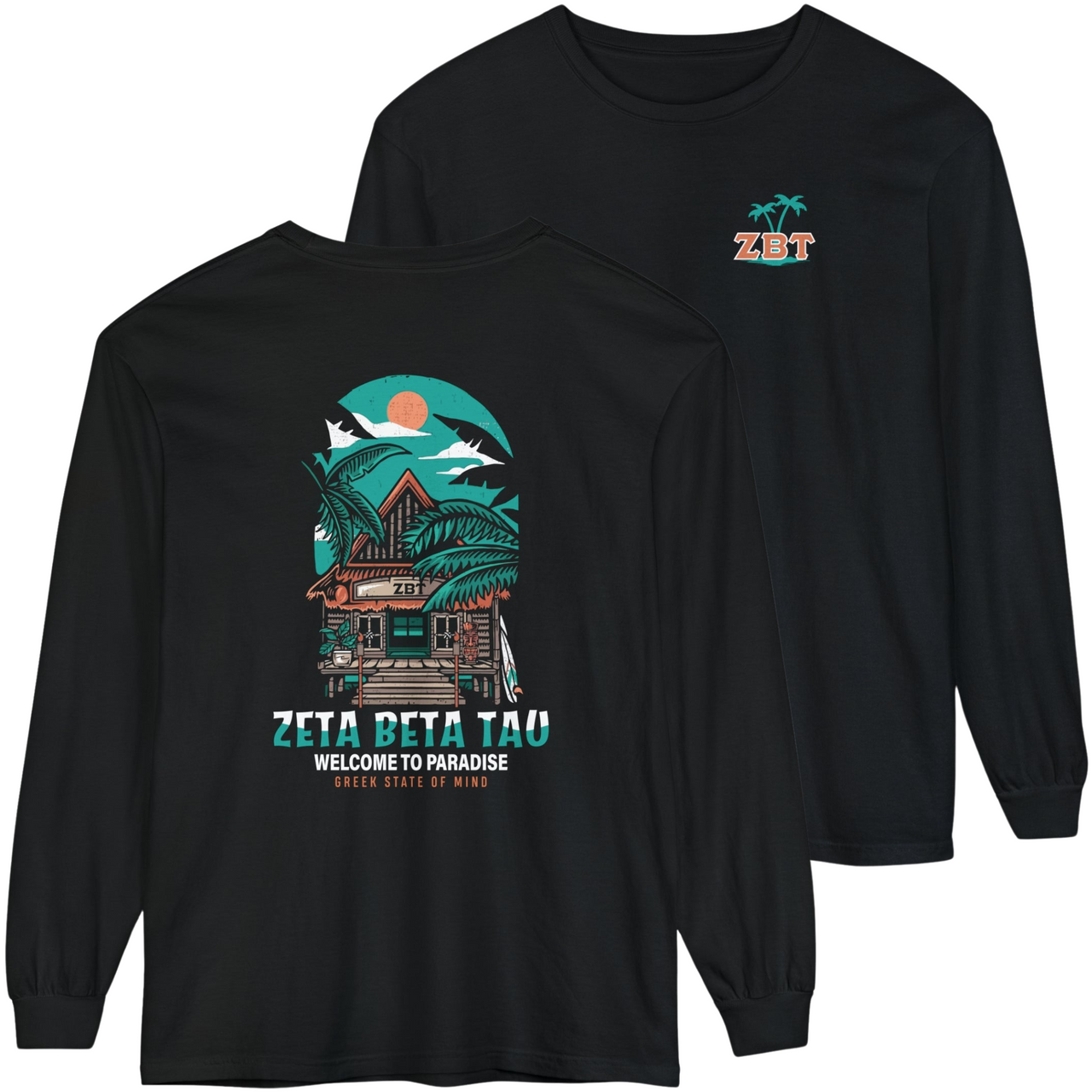 Black Zeta Beta Tau Graphic Long Sleeve | Welcome To Paradise