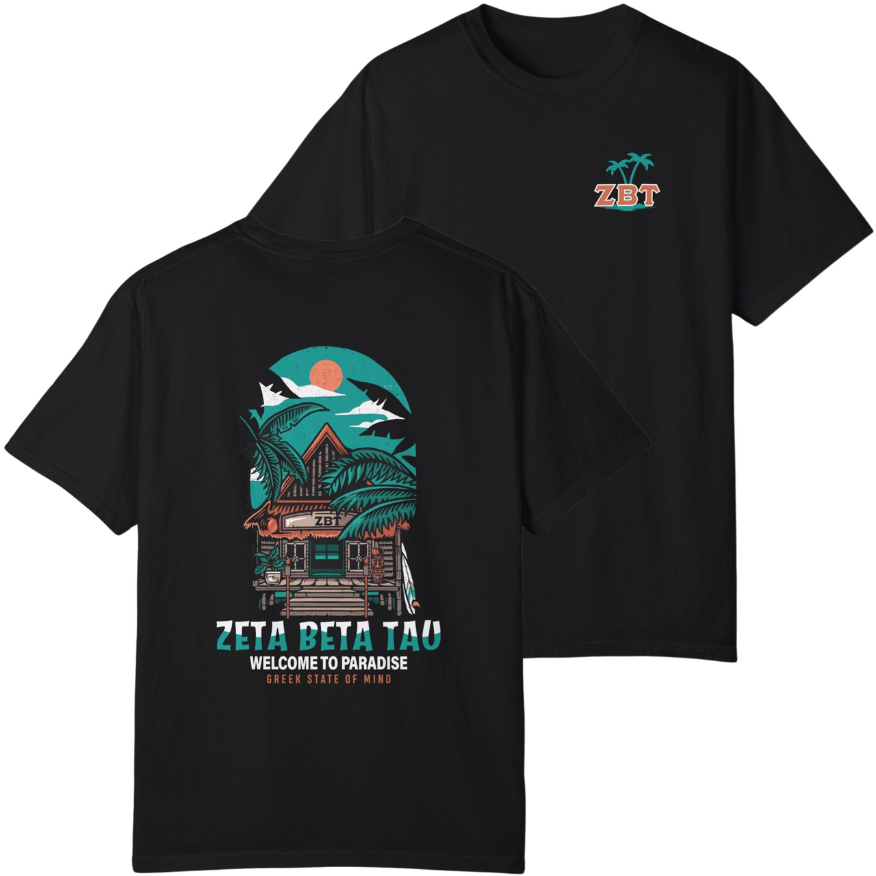 Black Zeta Beta Tau Graphic T-Shirt | Welcome To Paradise
