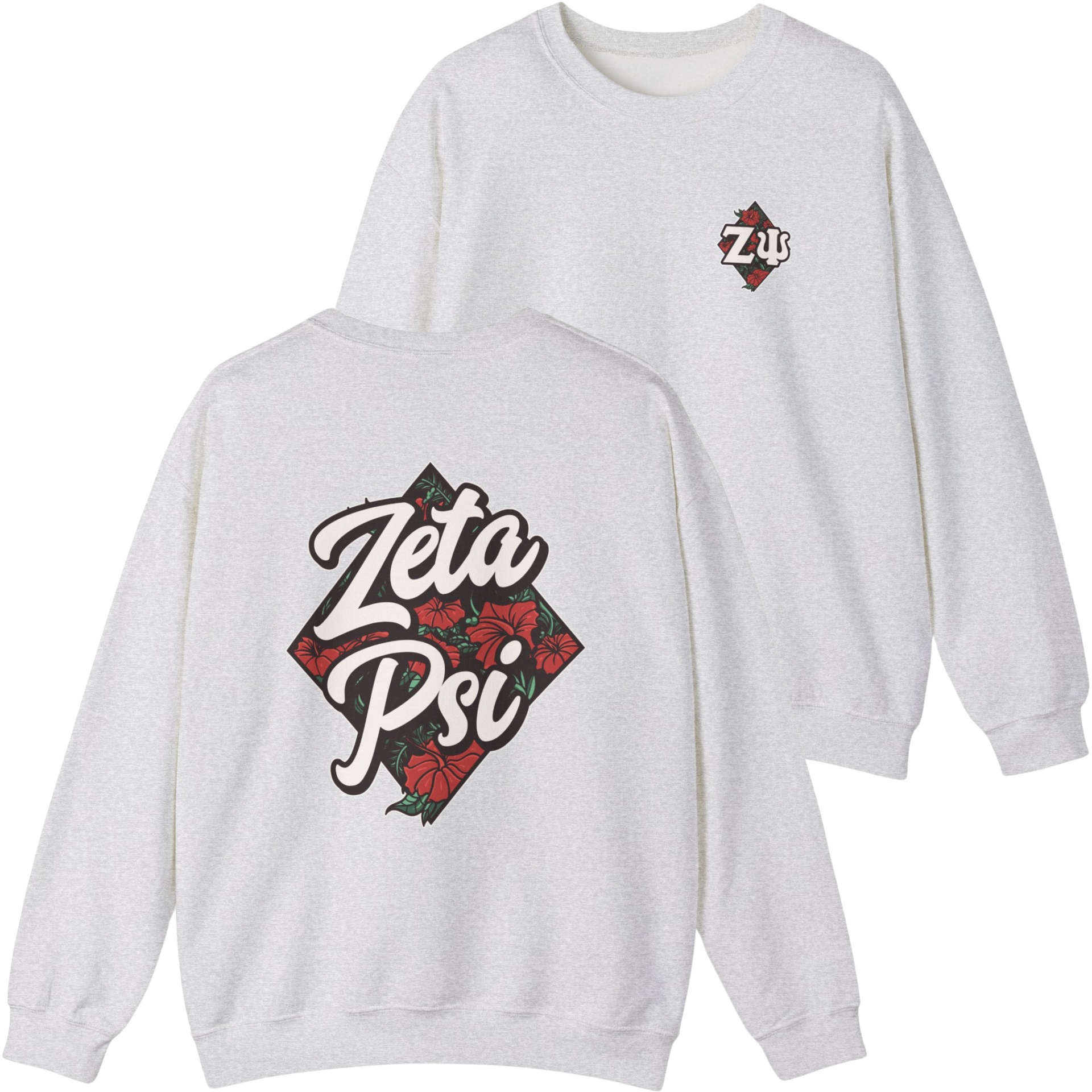 Grey Zeta Psi Graphic Crewneck Sweatshirt | Aloha