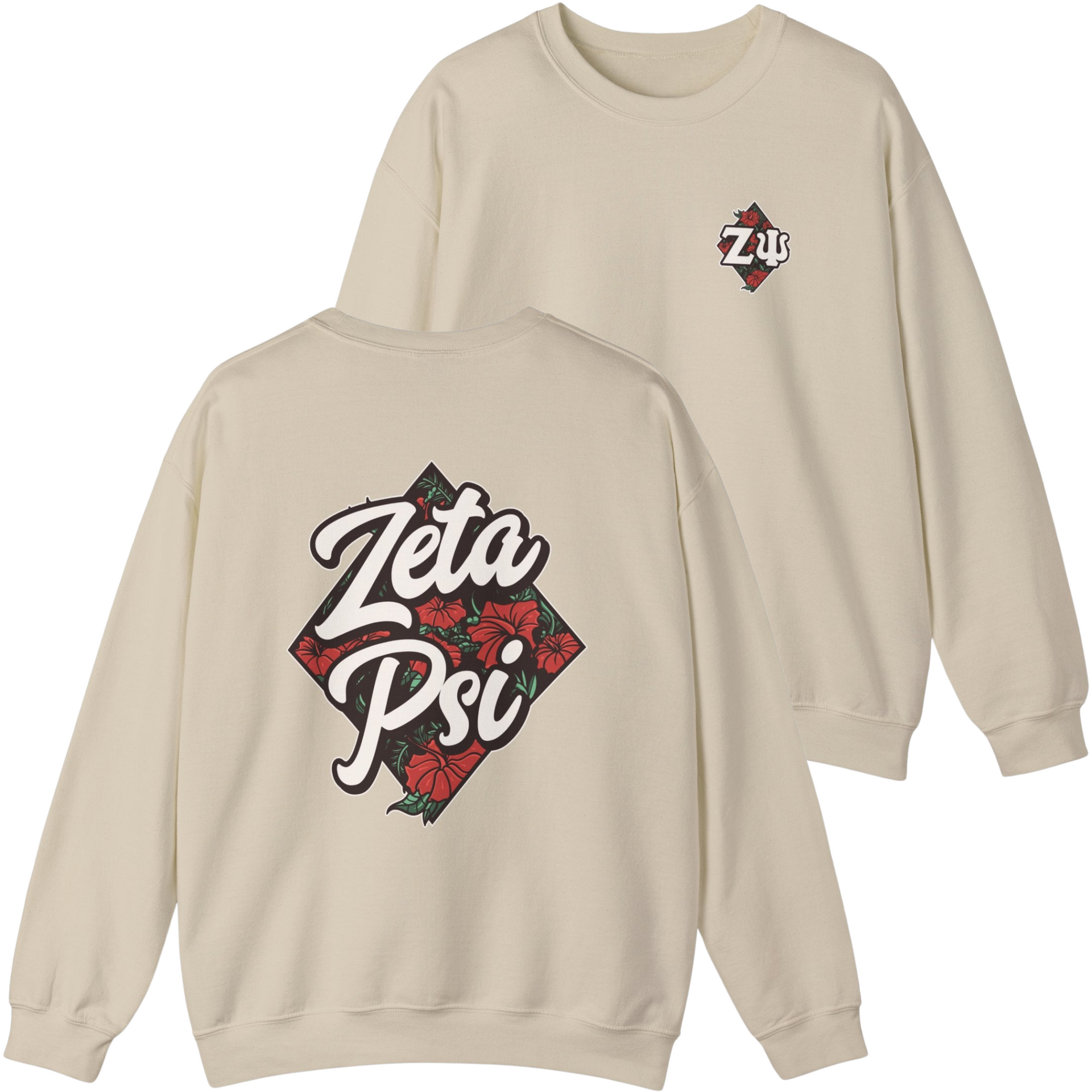 Ivory Zeta Psi Graphic Crewneck Sweatshirt | Aloha