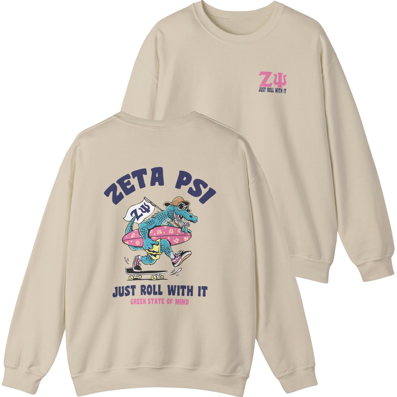Zeta Psi Graphic Crewneck Sweatshirt | Alligator Skater