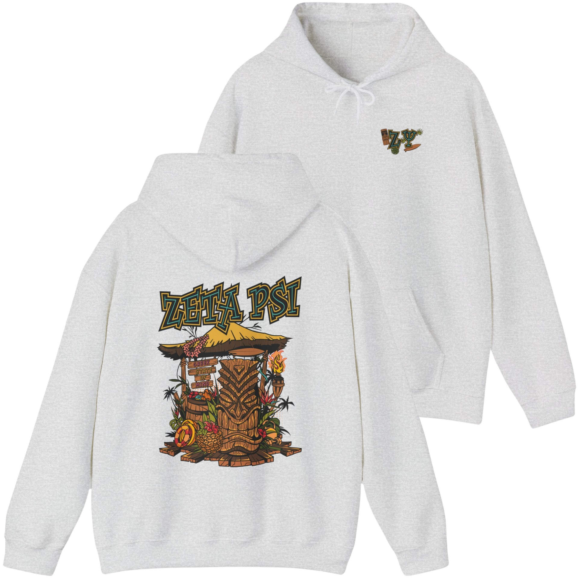 grey Zeta Psi Graphic Hoodie | Tiki Time