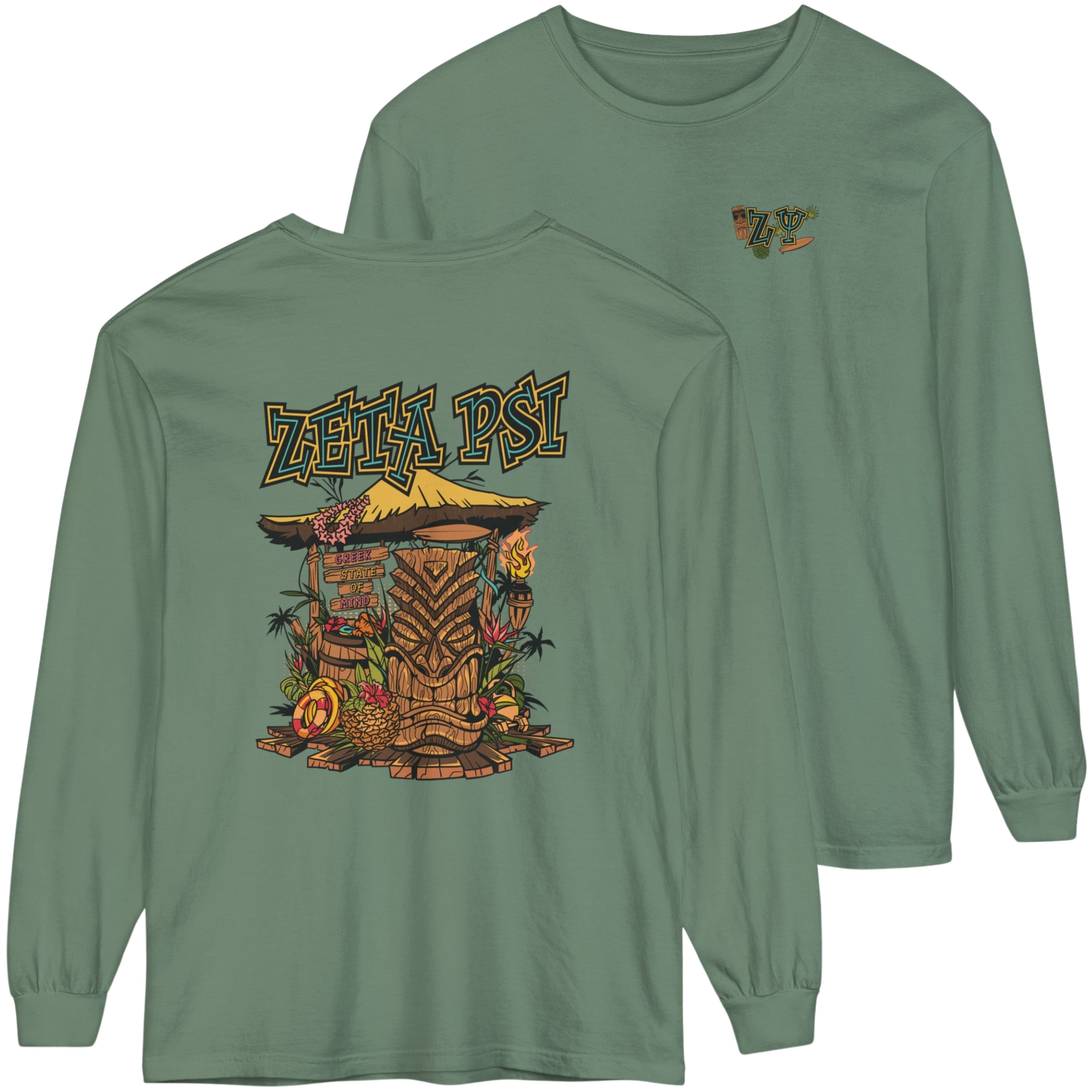 green Zeta Psi Graphic Long Sleeve | Tiki Time