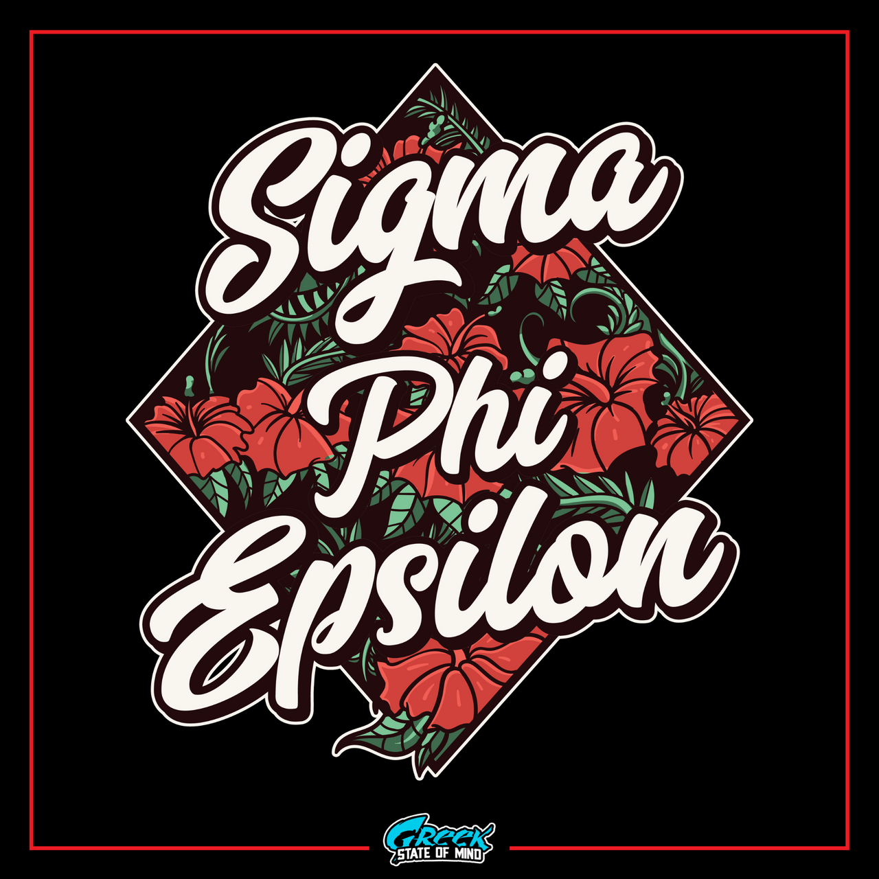 a black shirt with red flowers and the words stigma philon on it