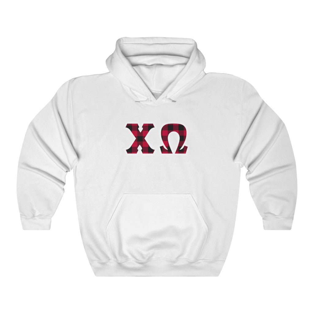 Chi Omega Printed Letters | Buffalo Plaid Hoodie