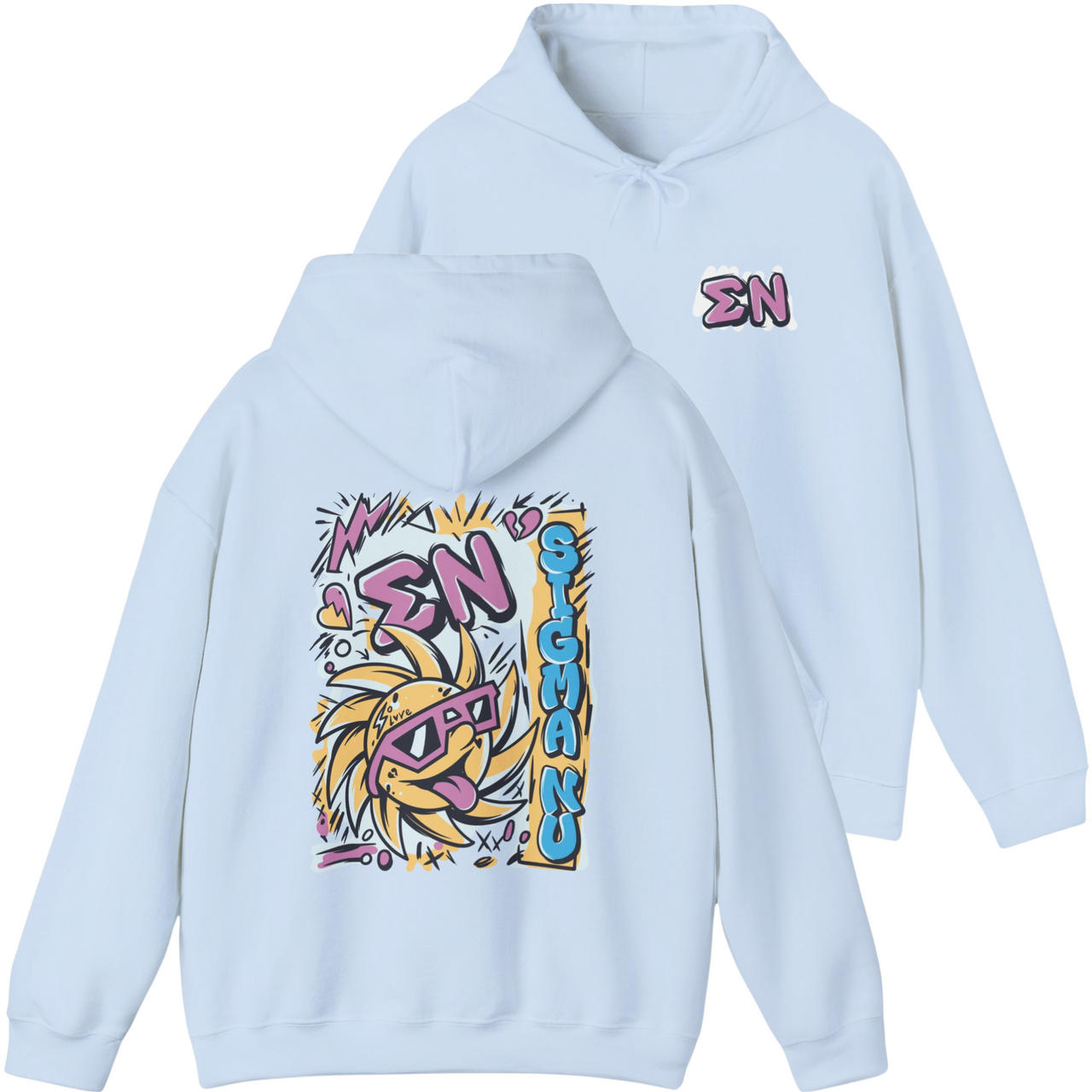 Sky Blue Sigma Nu Graphic Hoodie | Fun in the Sun