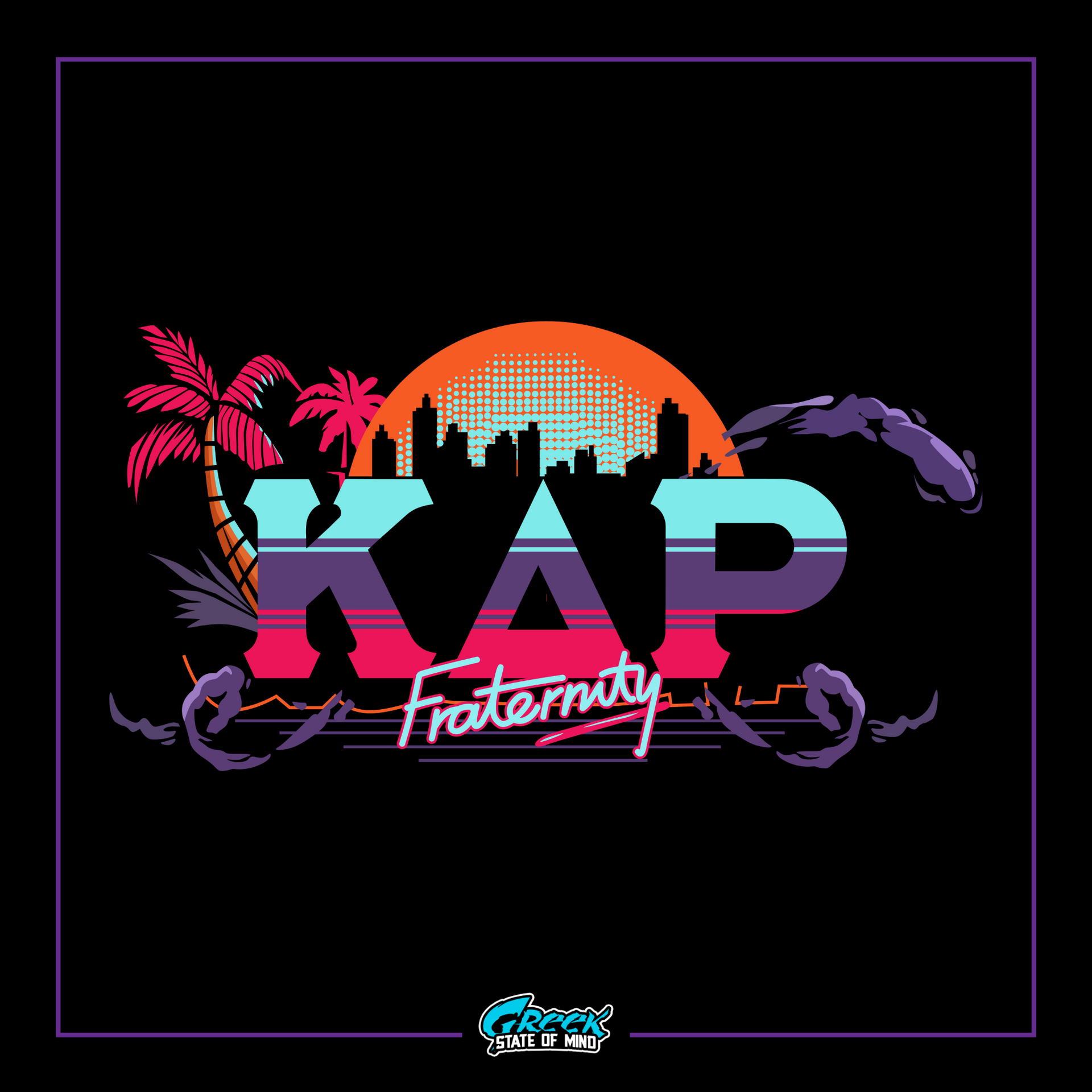 the logo for kap friday with a sunset in the background