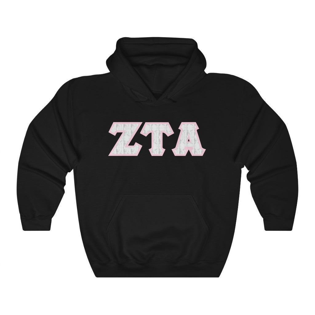 ZTA Printed Letters | Marble with Pink Border Hoodie