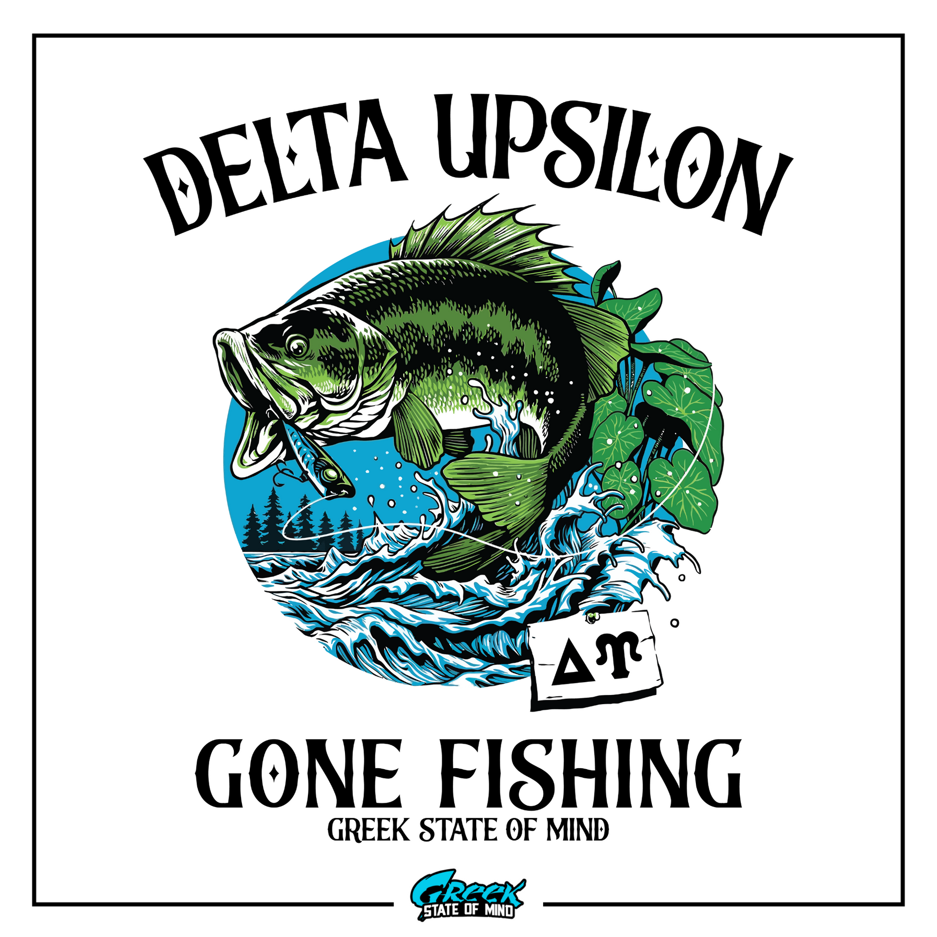 a t - shirt with a fish on it that says delta upsilon gone