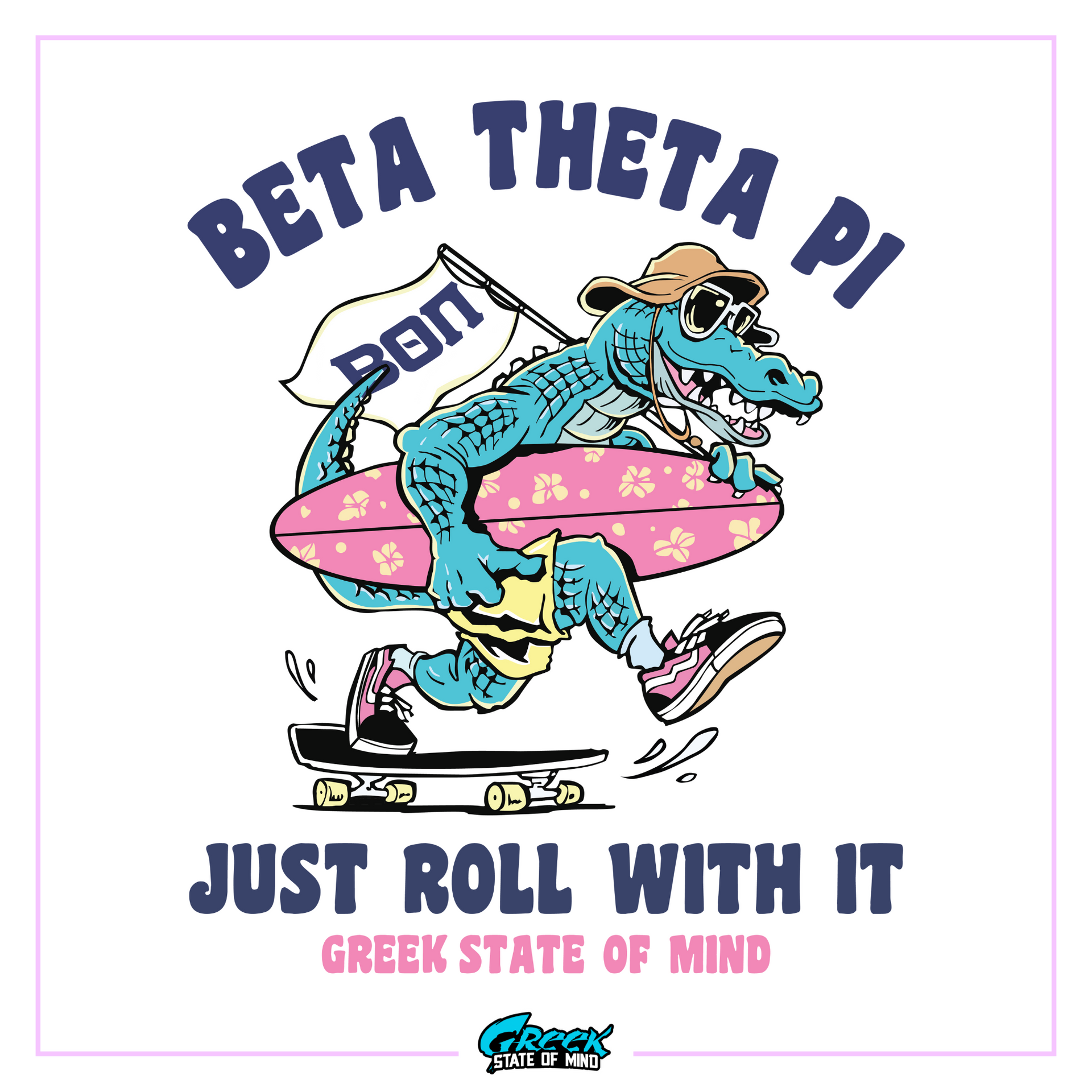 a t - shirt that says, beta thera pi just roll with it