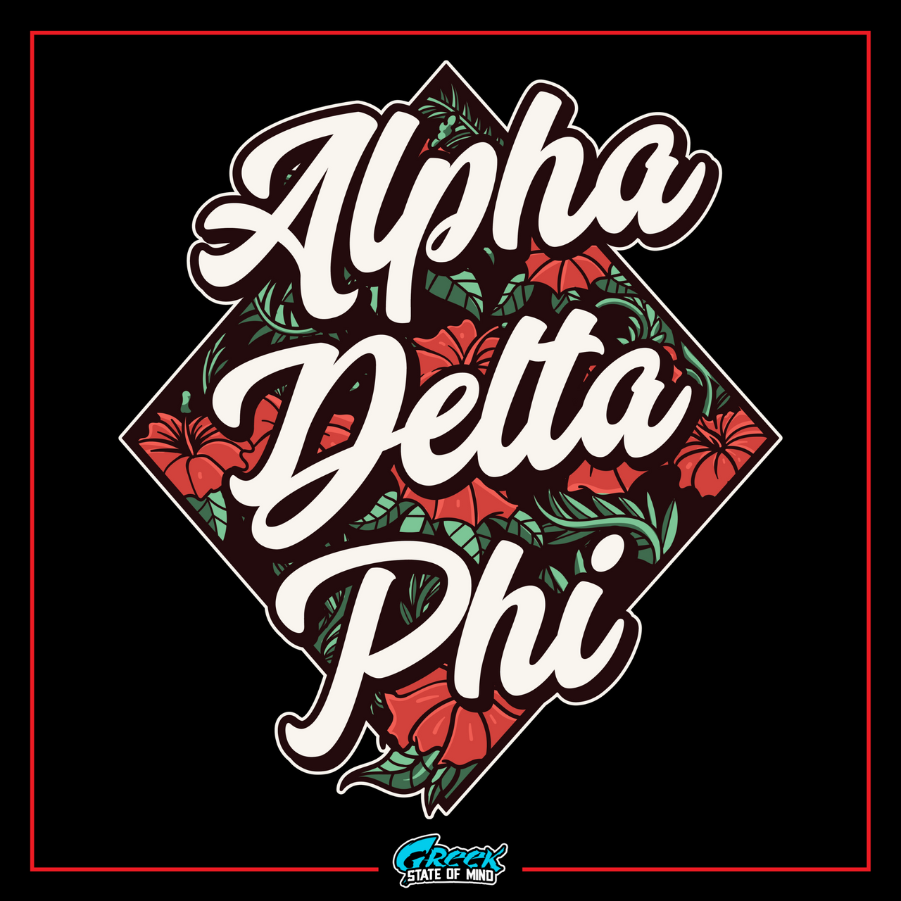 a black and red poster with the words aloh delta phi