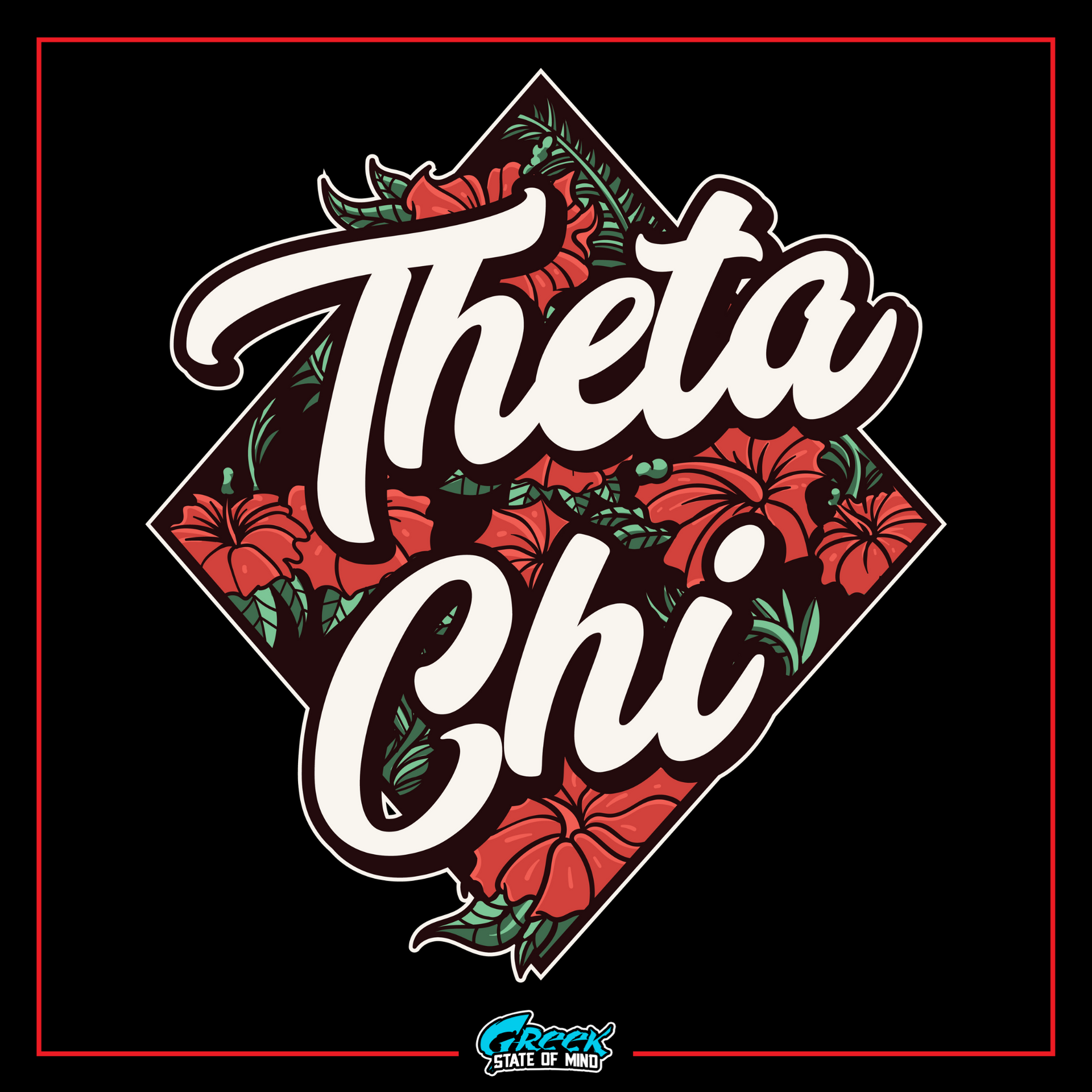 a black background with red flowers and the words thera chi on it