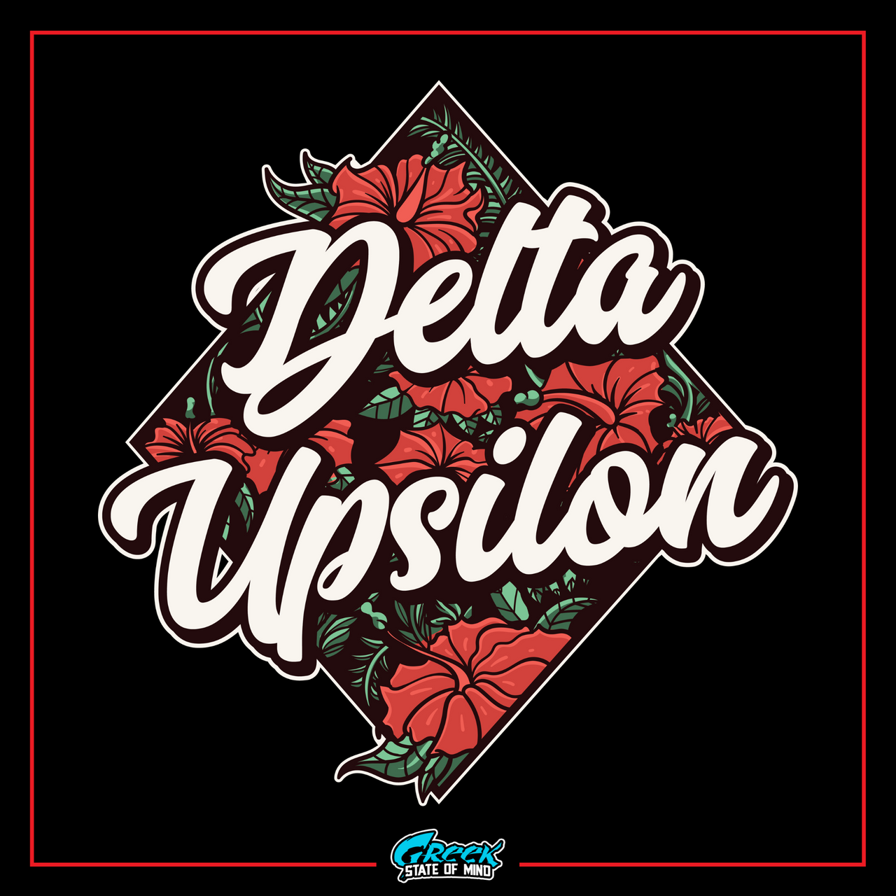 a black background with red flowers and the words delta uprison