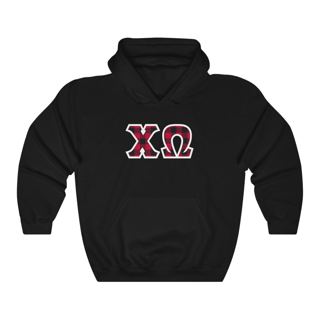 Chi Omega Printed Letters | Buffalo Plaid Hoodie