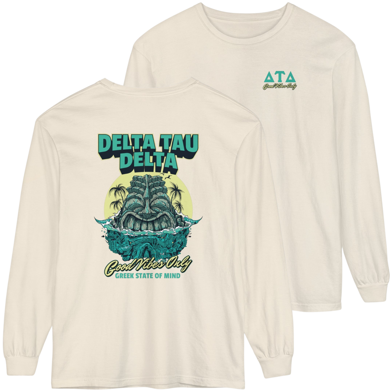 ivory Delta Tau Delta Graphic Long Sleeve | Good Vibes Only