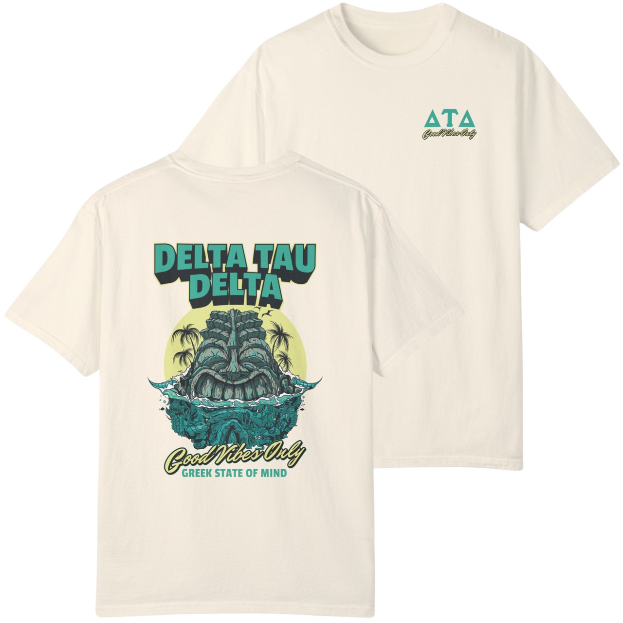 ivory Delta Tau Delta Graphic T-Shirt | Good Vibes Only